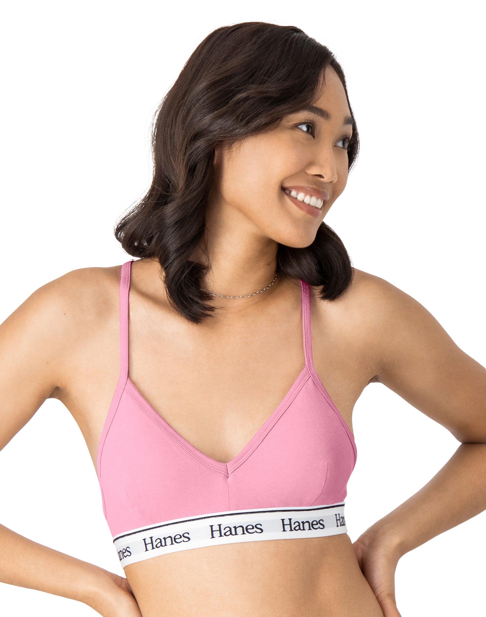 hanes originals comfywear women's sleep crop bralette strawberry candy pink xs