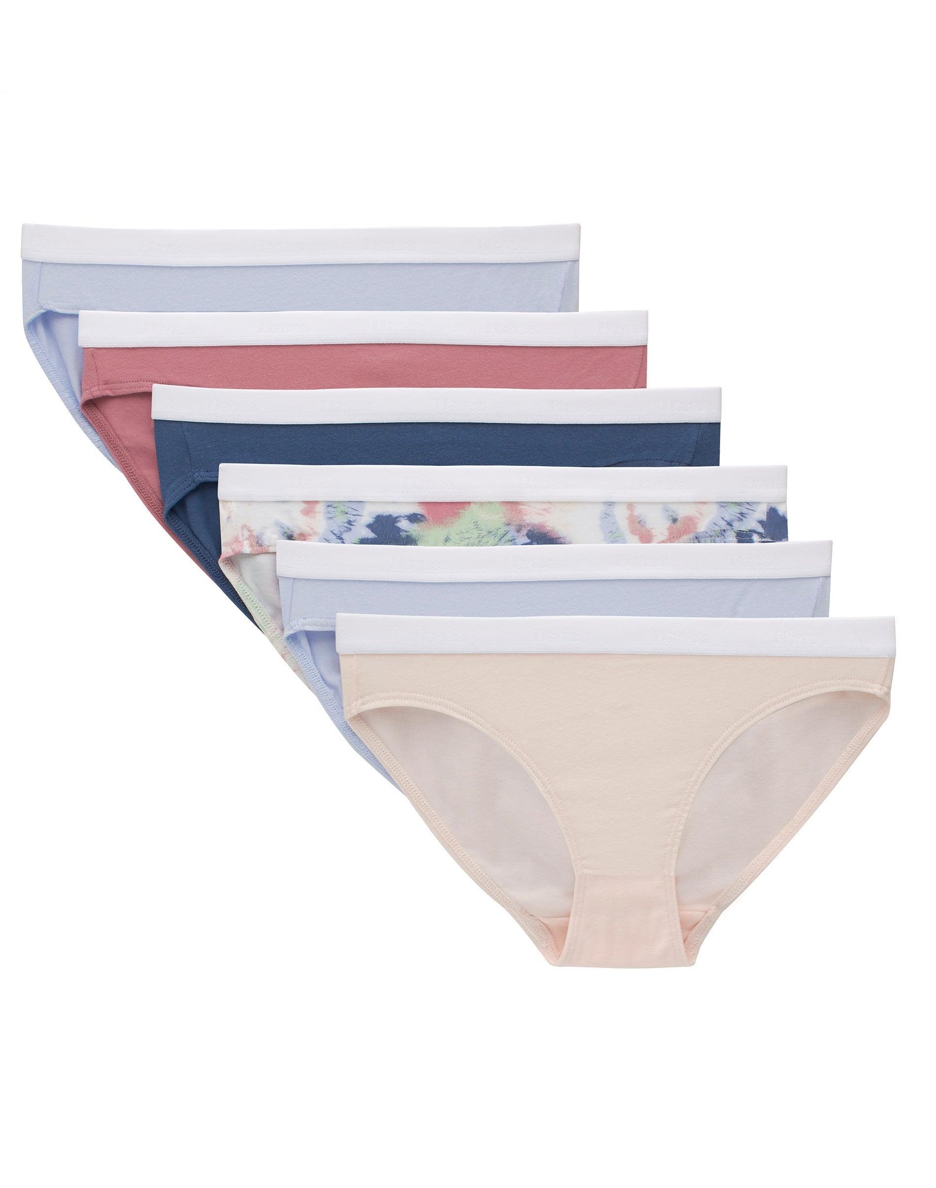 hanes originals girls' underwear bikinis, 6-pack, cotton stretch,