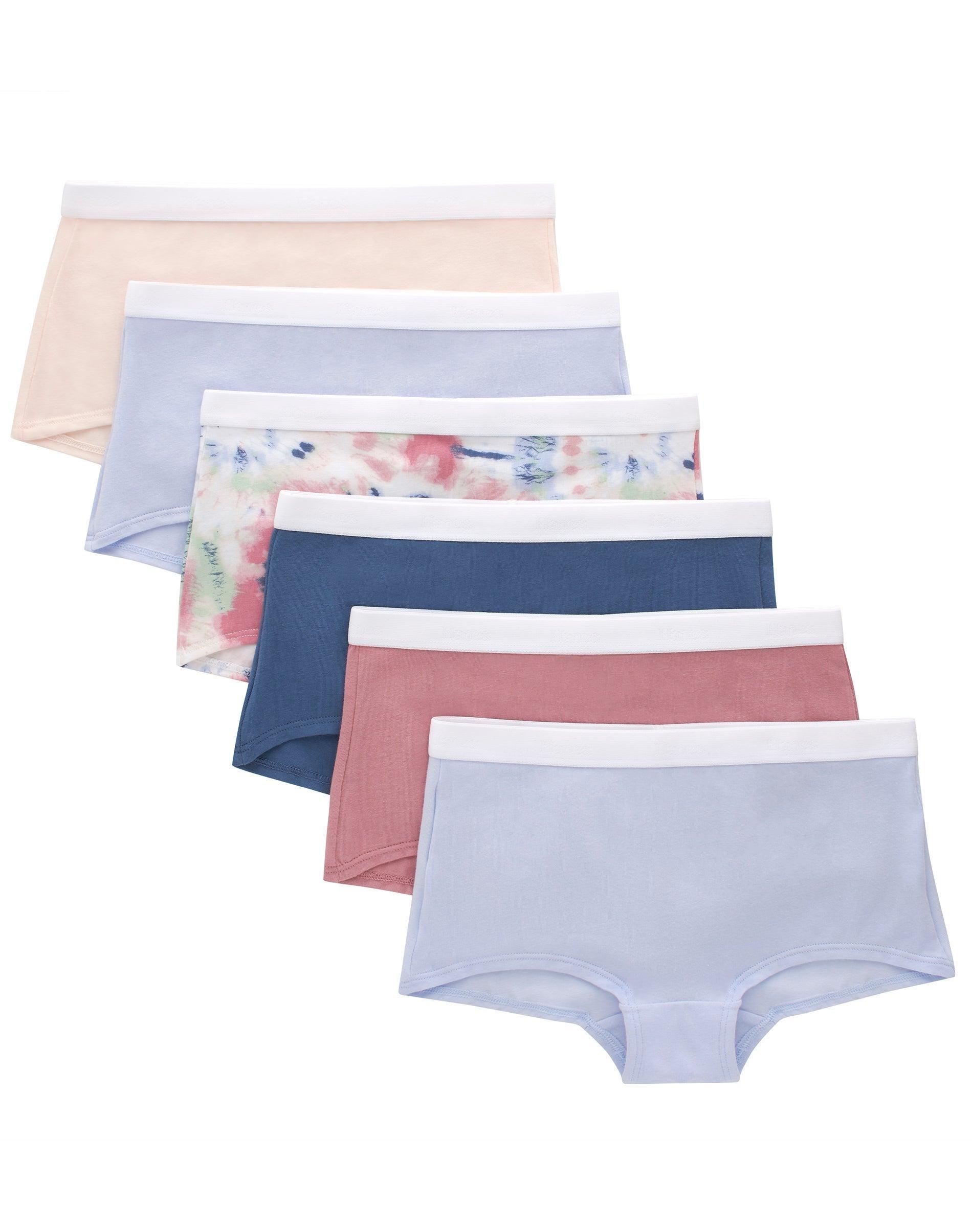 hanes originals girls' underwear boyshorts, blush & assorted,