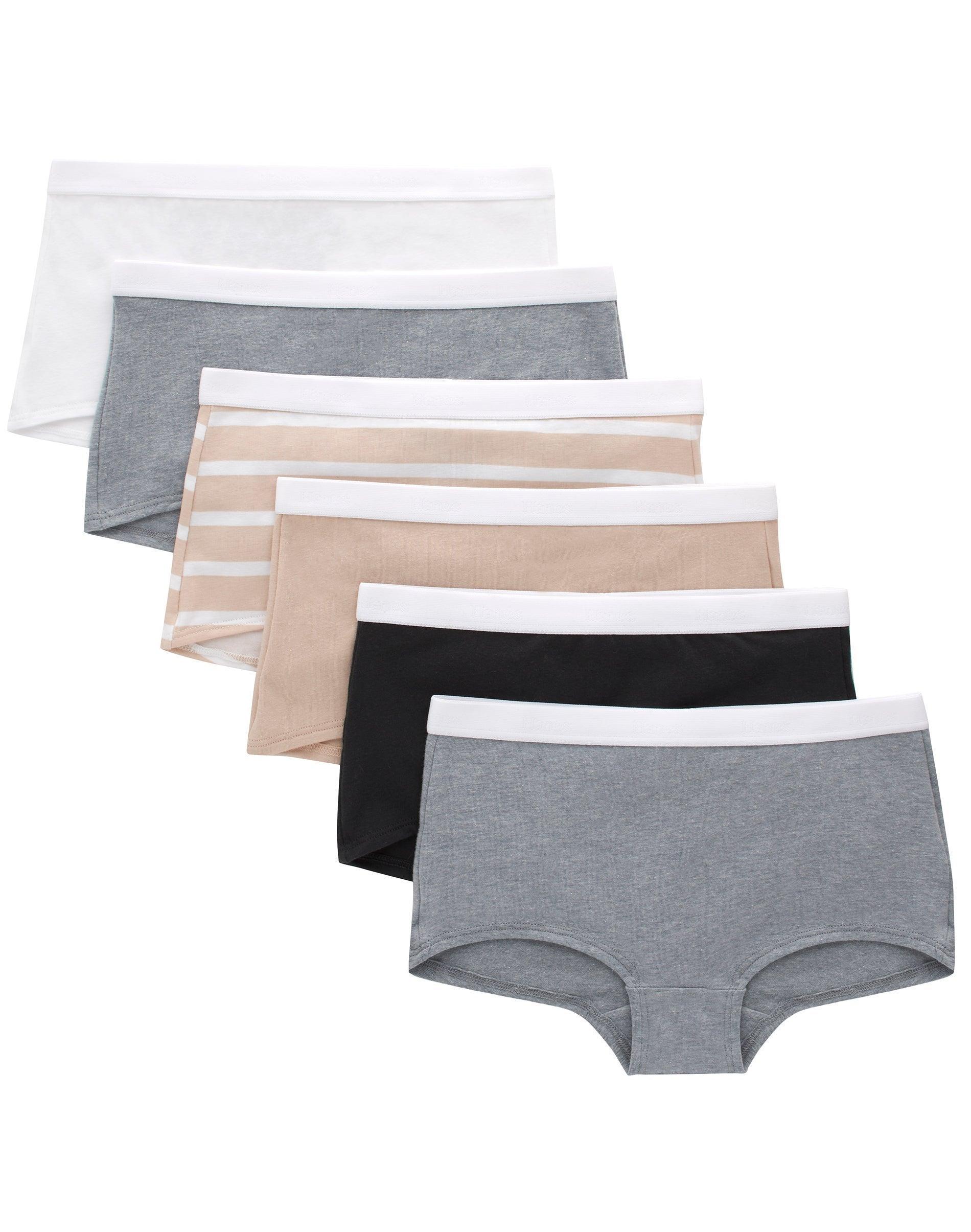 hanes originals girls' underwear boyshorts pack, black & assorted,