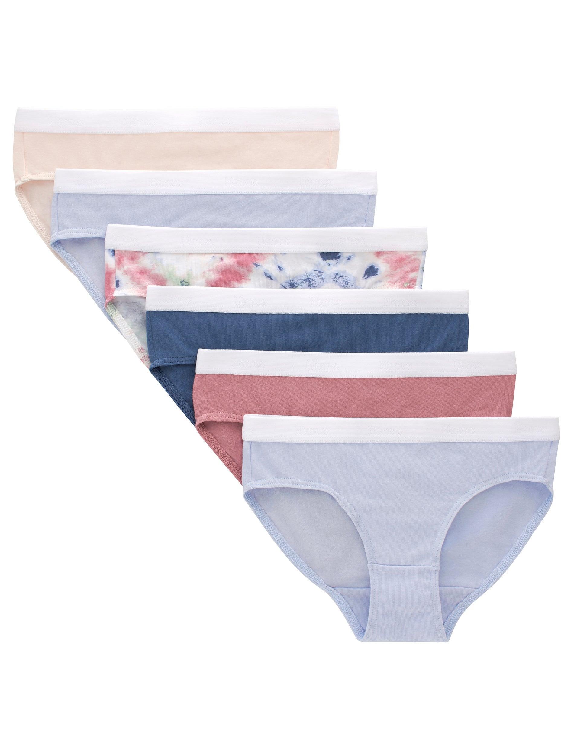 hanes originals girls' underwear hipsters, tie dye print & assorted,