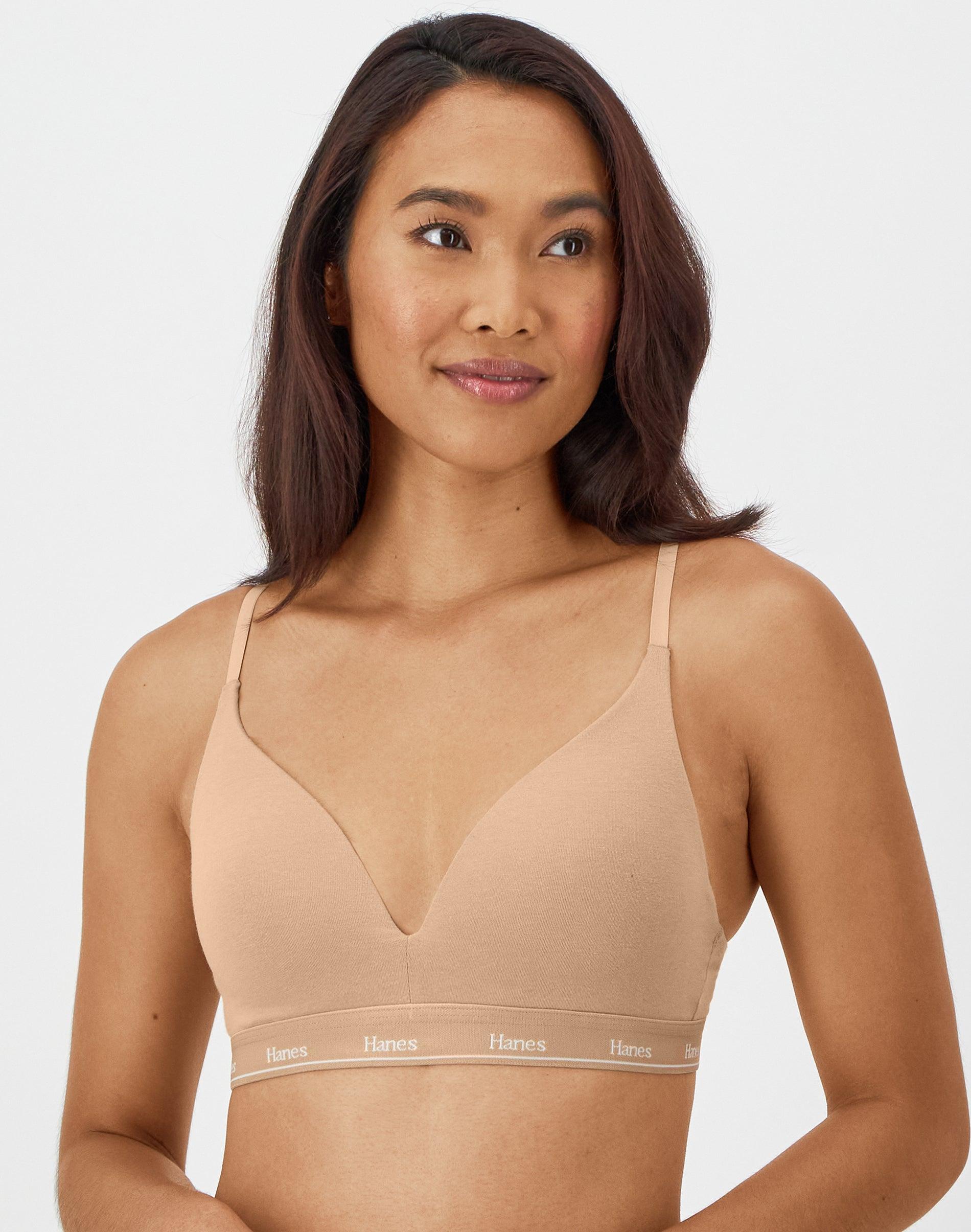 hanes originals women's contour bra, moisture-wicking stretch cotton deep