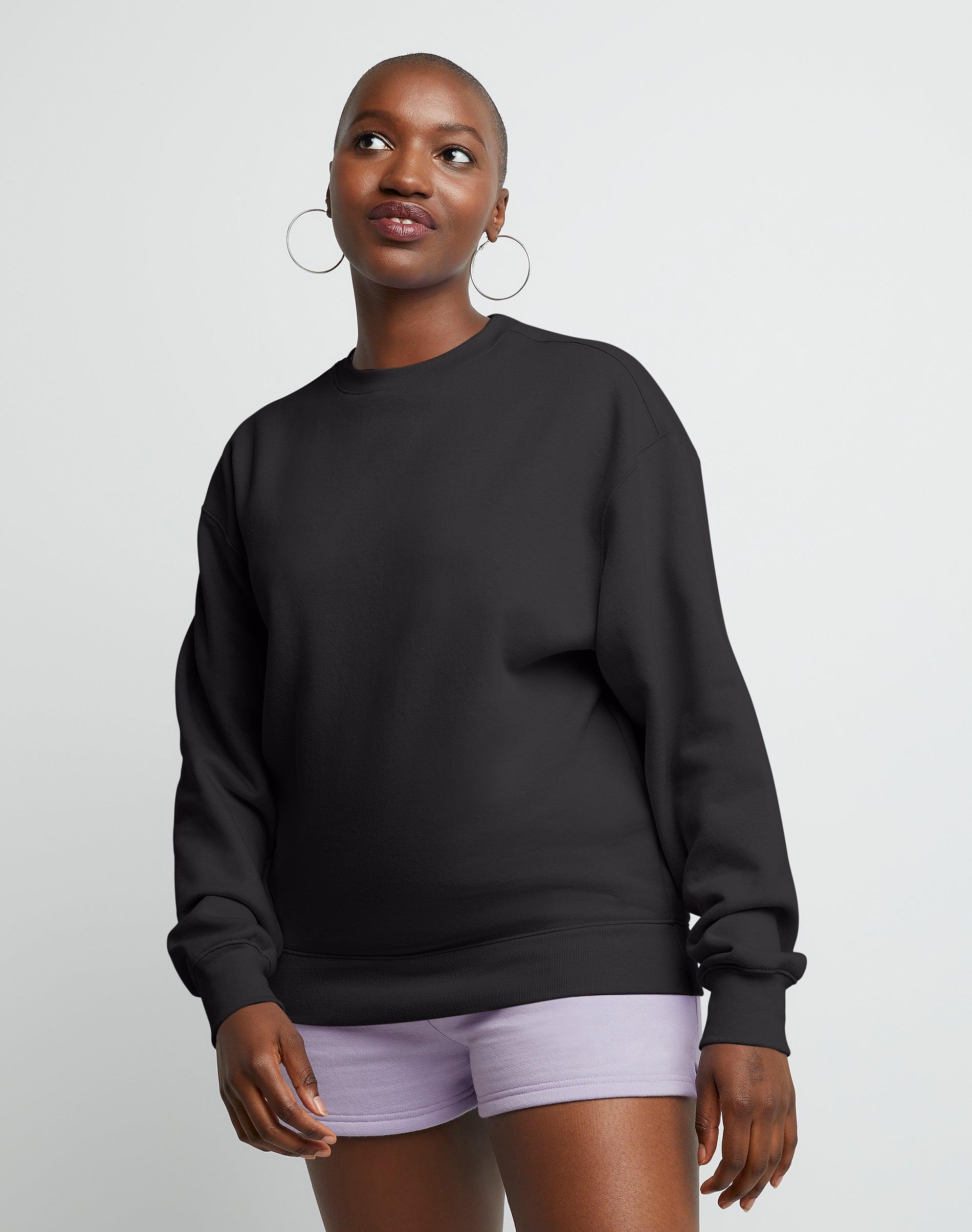 hanes originals women's fleece sweatshirt black xs