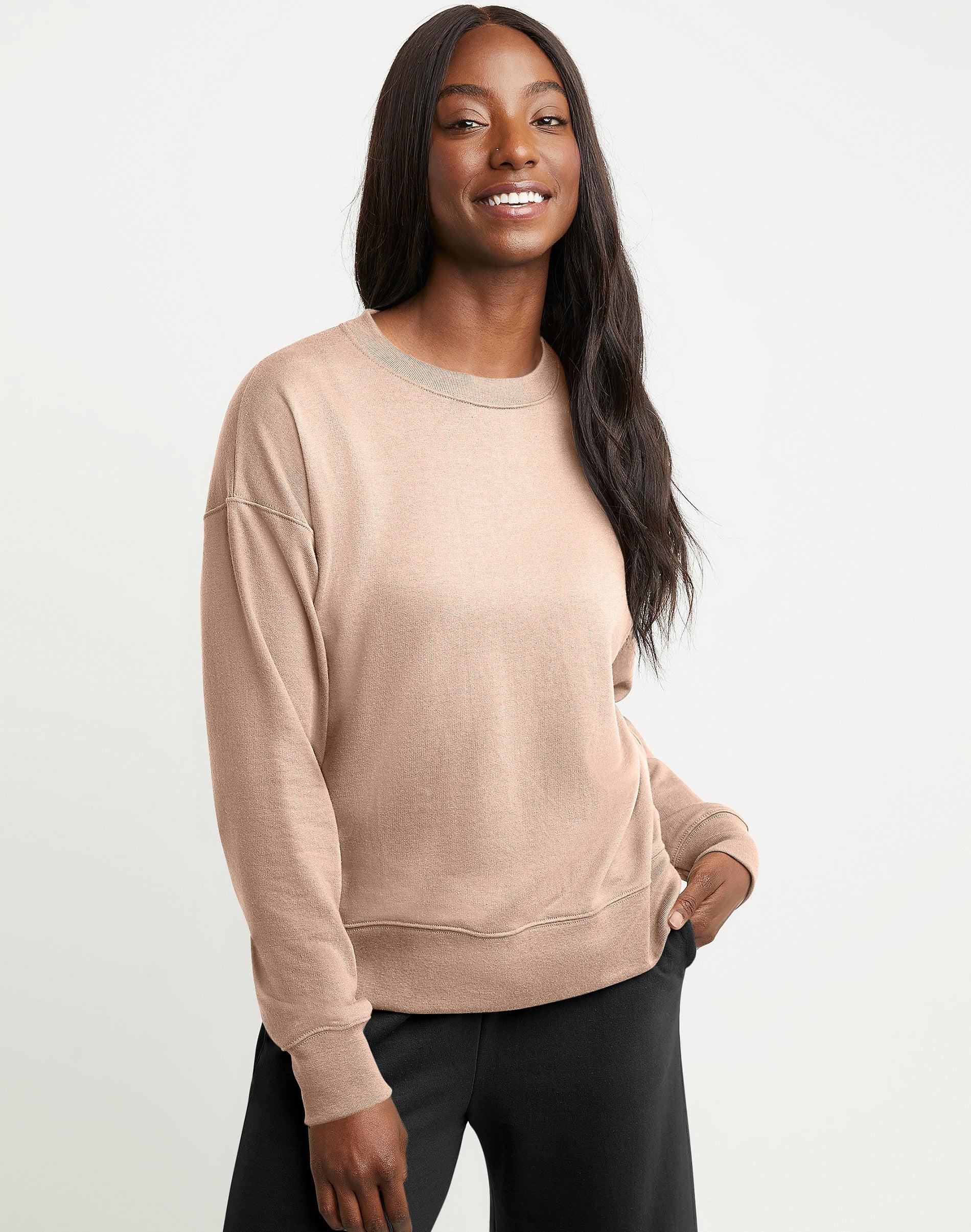 hanes originals women's french terry sweatshirt pale blush