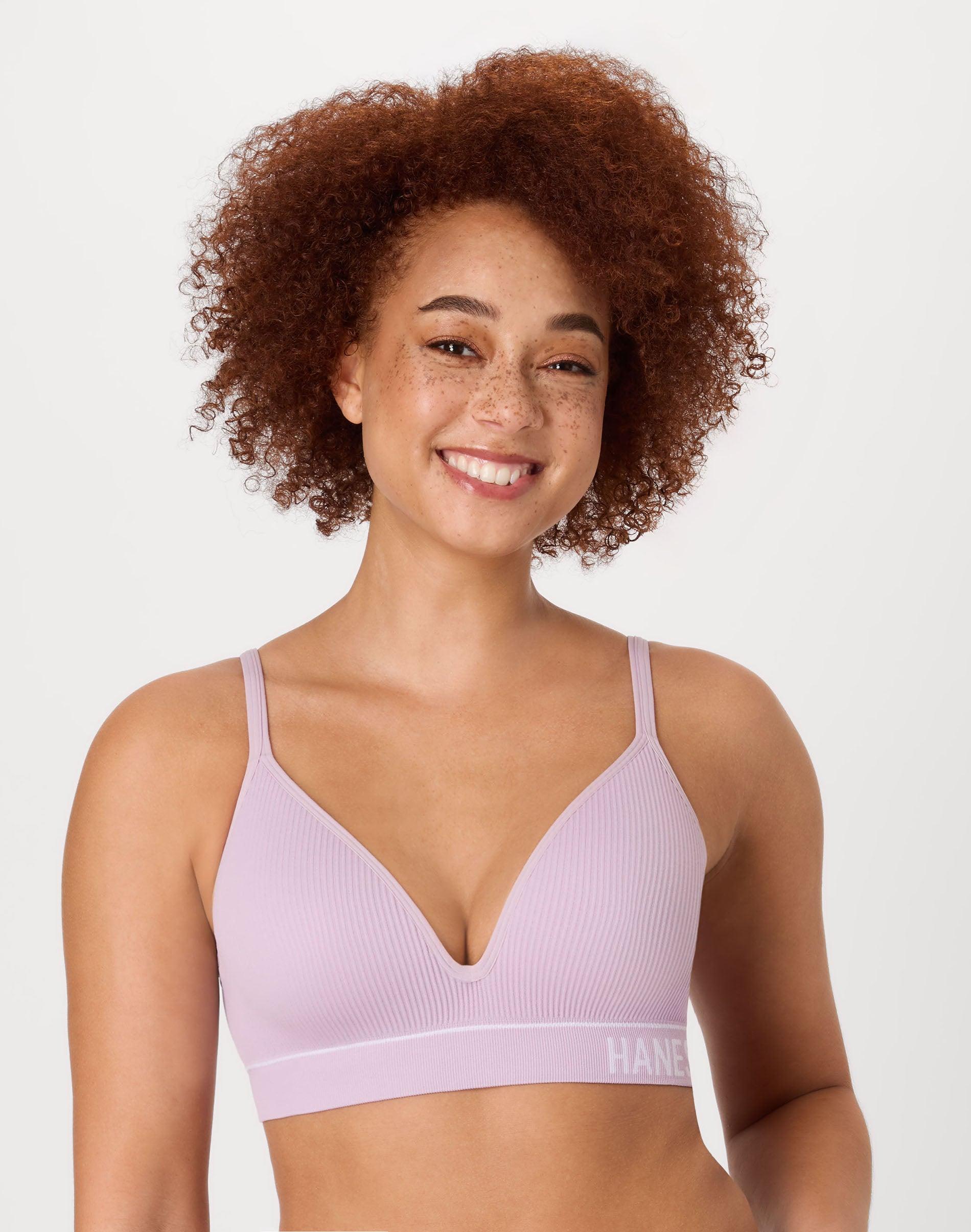 hanes originals women's seamless rib contour bralette purple mauve s