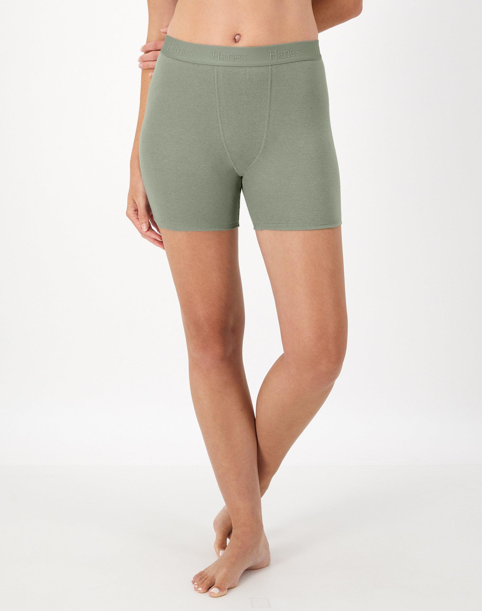 hanes originals women's supersoft comfywear boxer shorts, 5" ecology