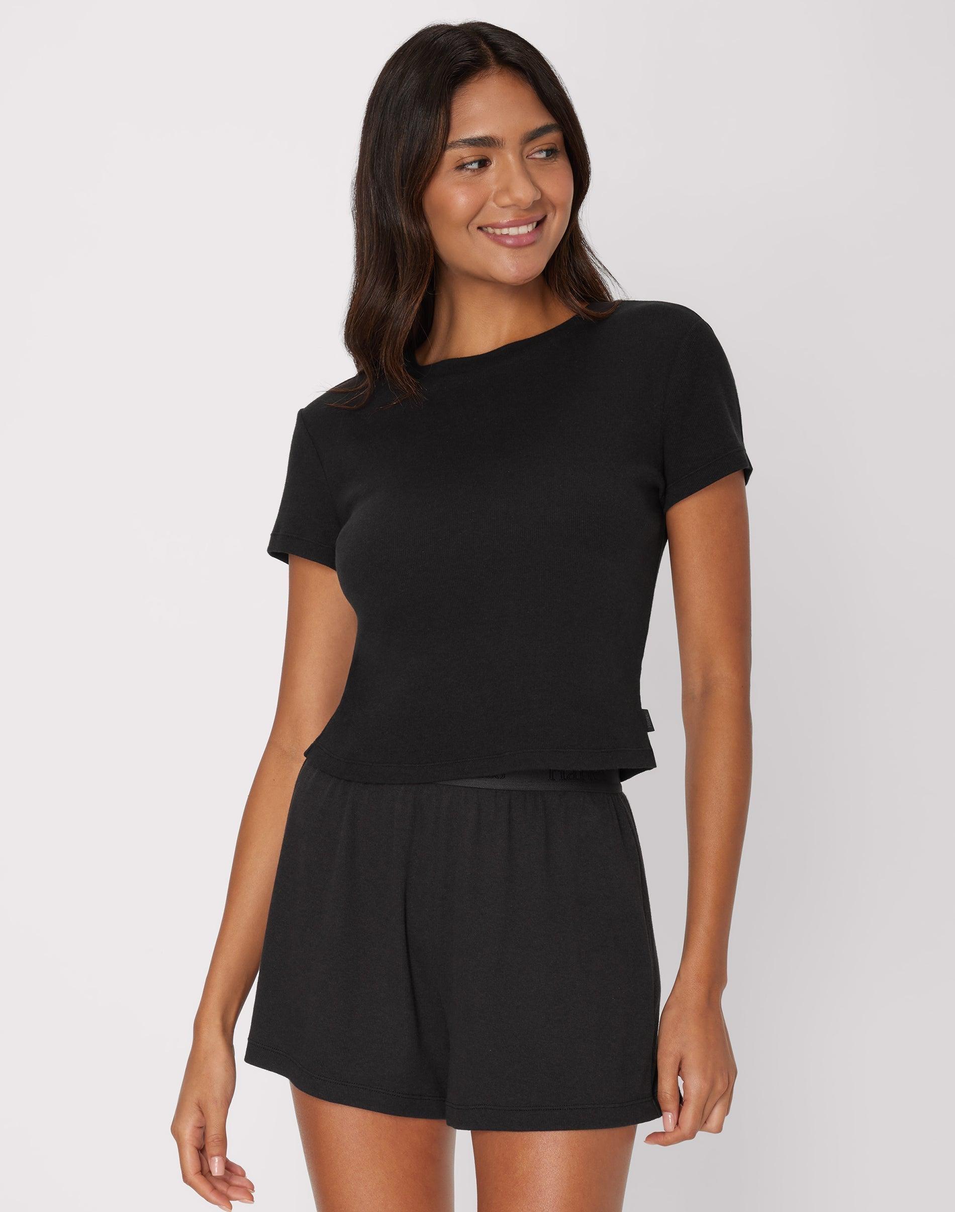 hanes originals women's supersoft comfywear rib baby doll tee