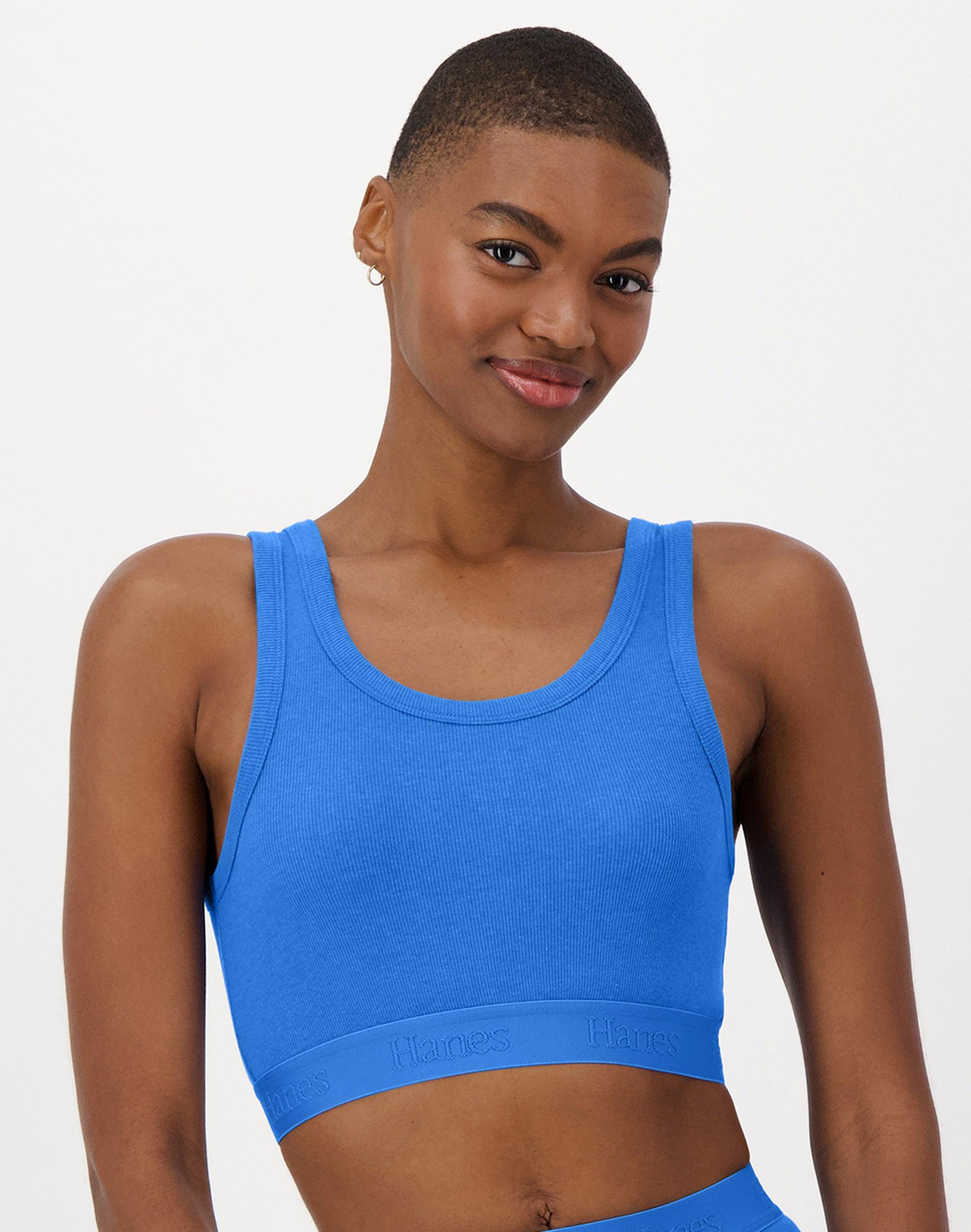 hanes originals women's supersoft comfywear rib banded crop top frosted