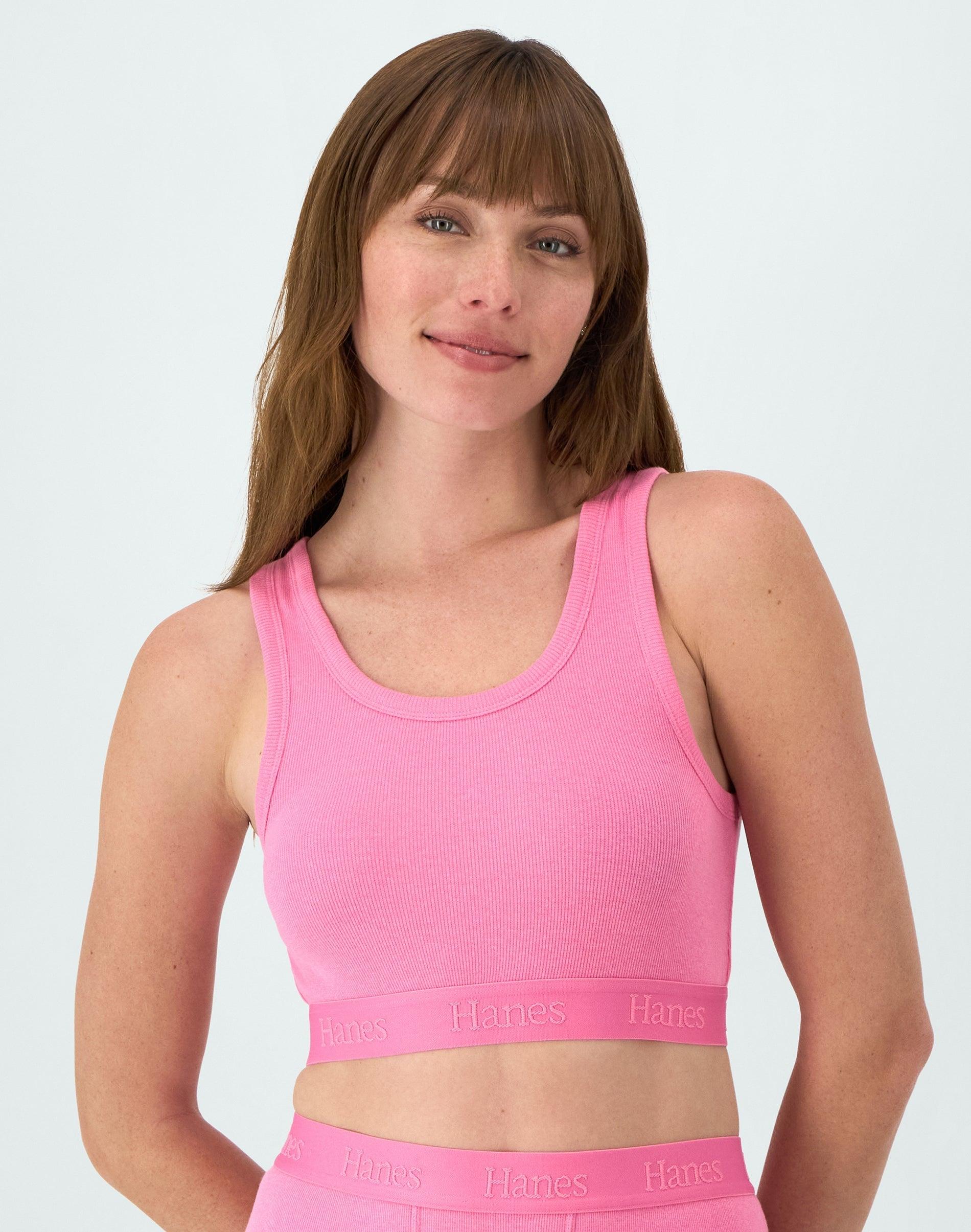hanes originals women's supersoft comfywear rib banded crop top parrot