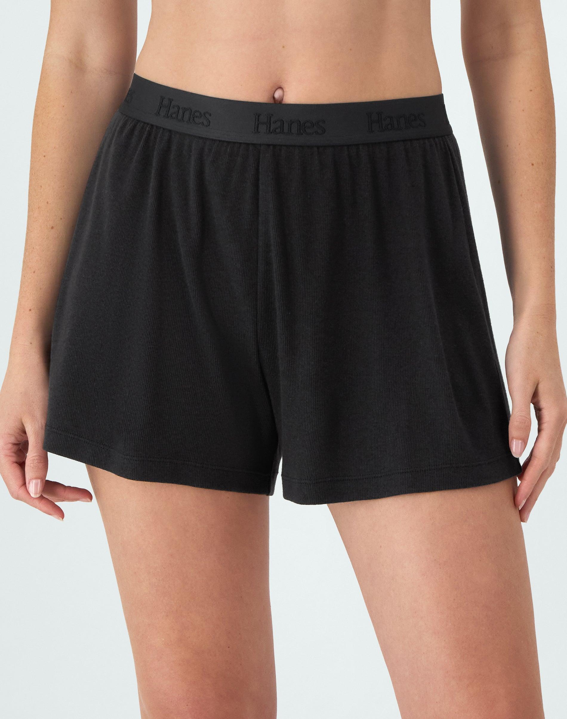 hanes originals women's supersoft comfywear rib sleep shorts