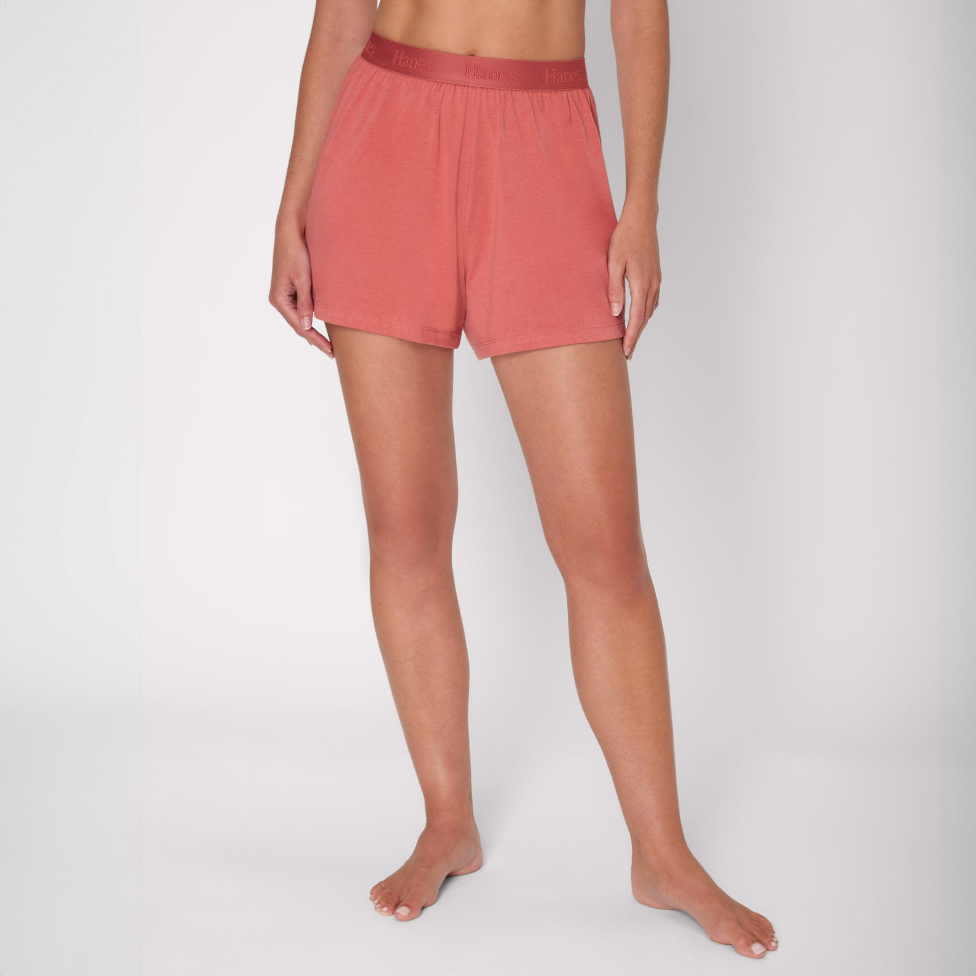 hanes originals women's supersoft comfywear sleep shorts, 3.25" natural cedar xs