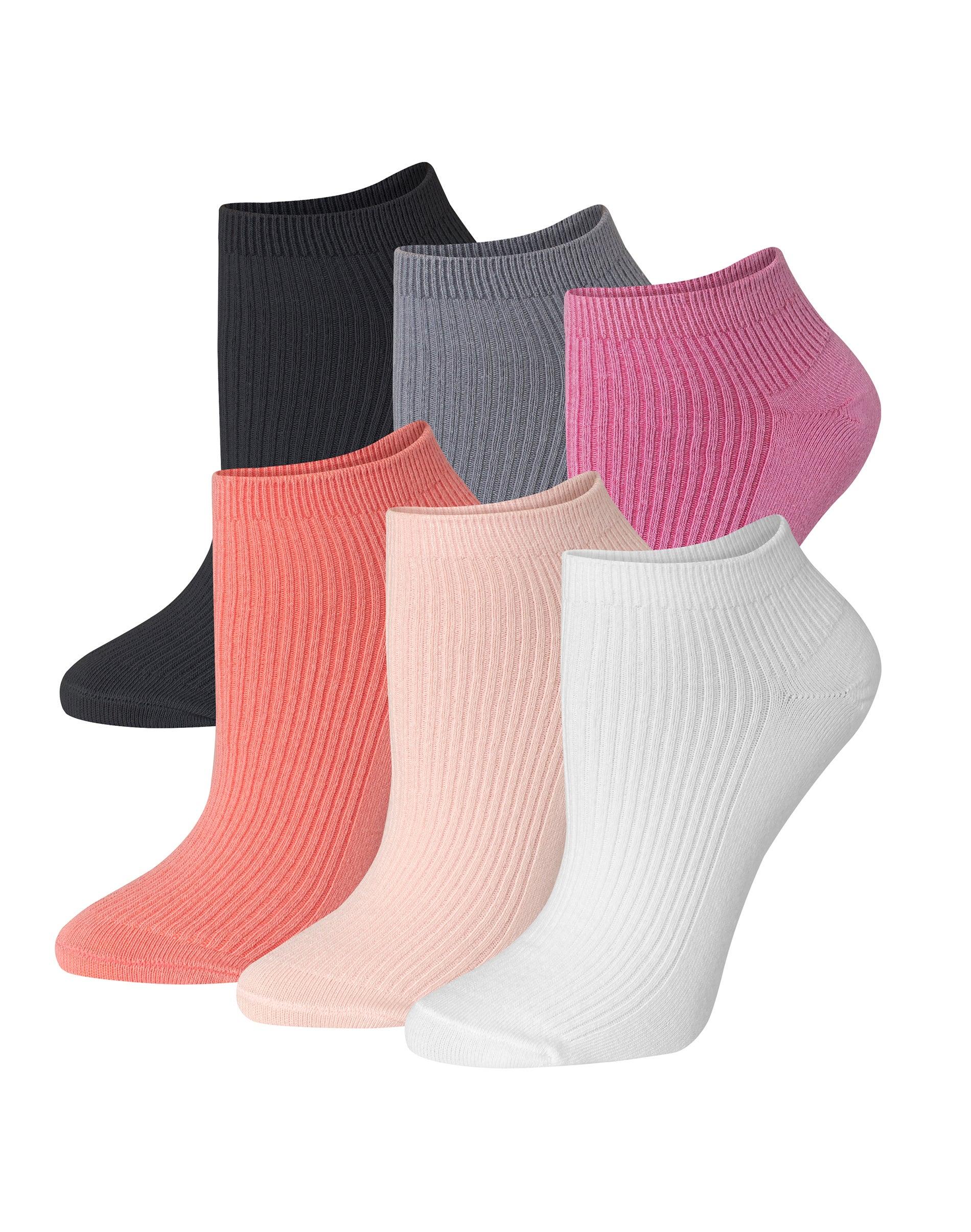 hanes originals women's supersoft no show socks, 6-pairs pink