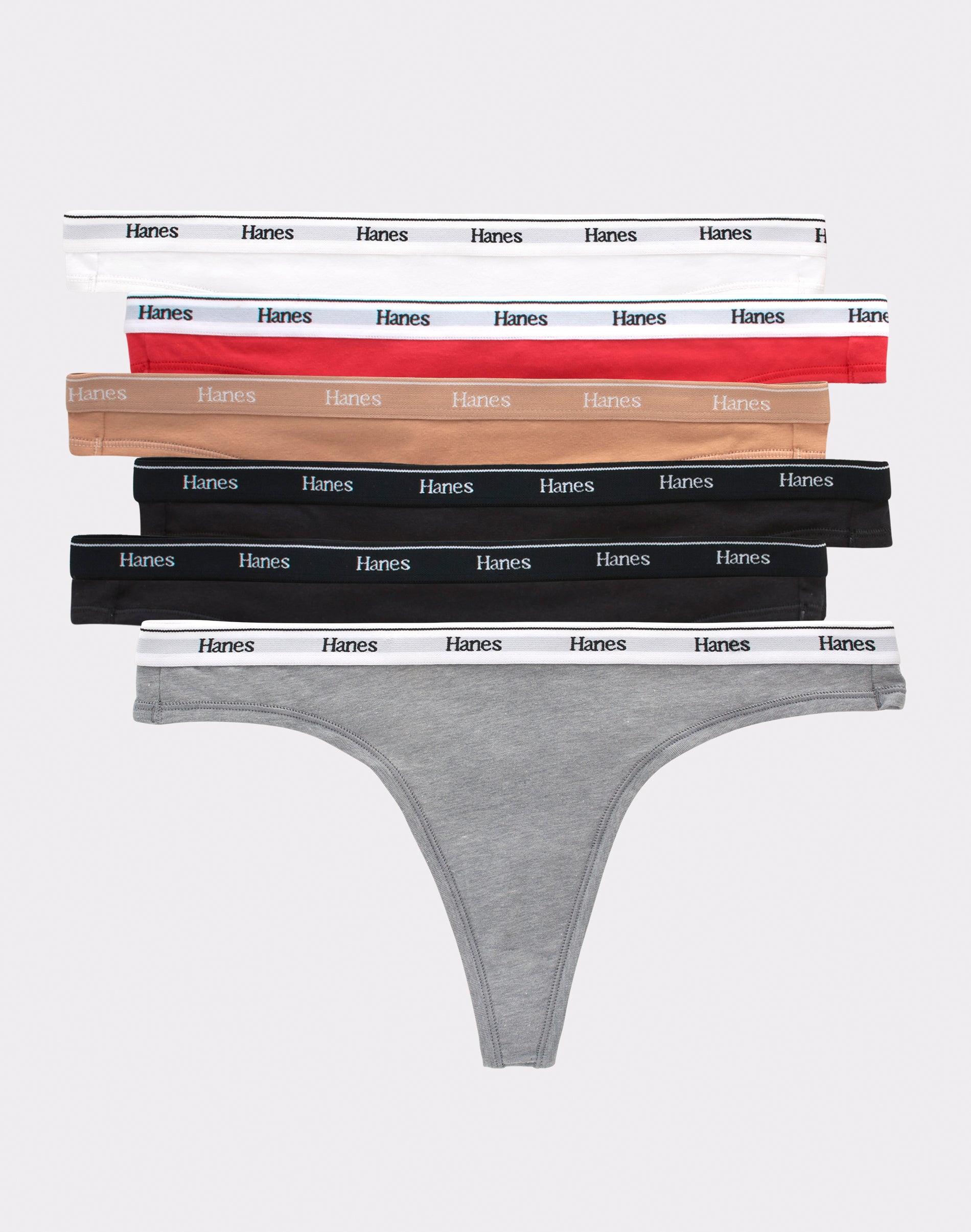 hanes originals women's thong underwear, breathable stretch cotton, 6-pack