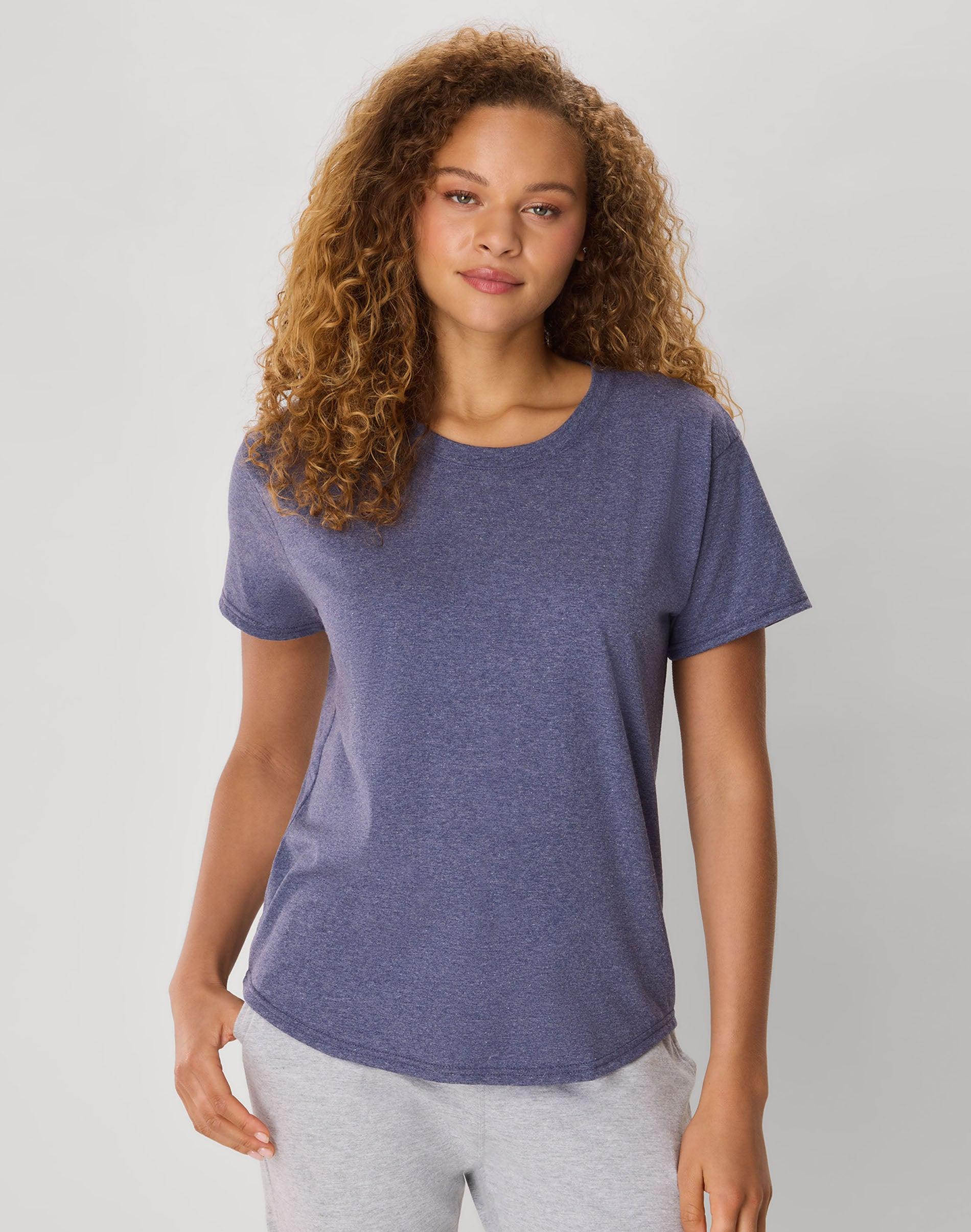 hanes originals women's tri-blend t-shirt, relaxed fit athletic navy