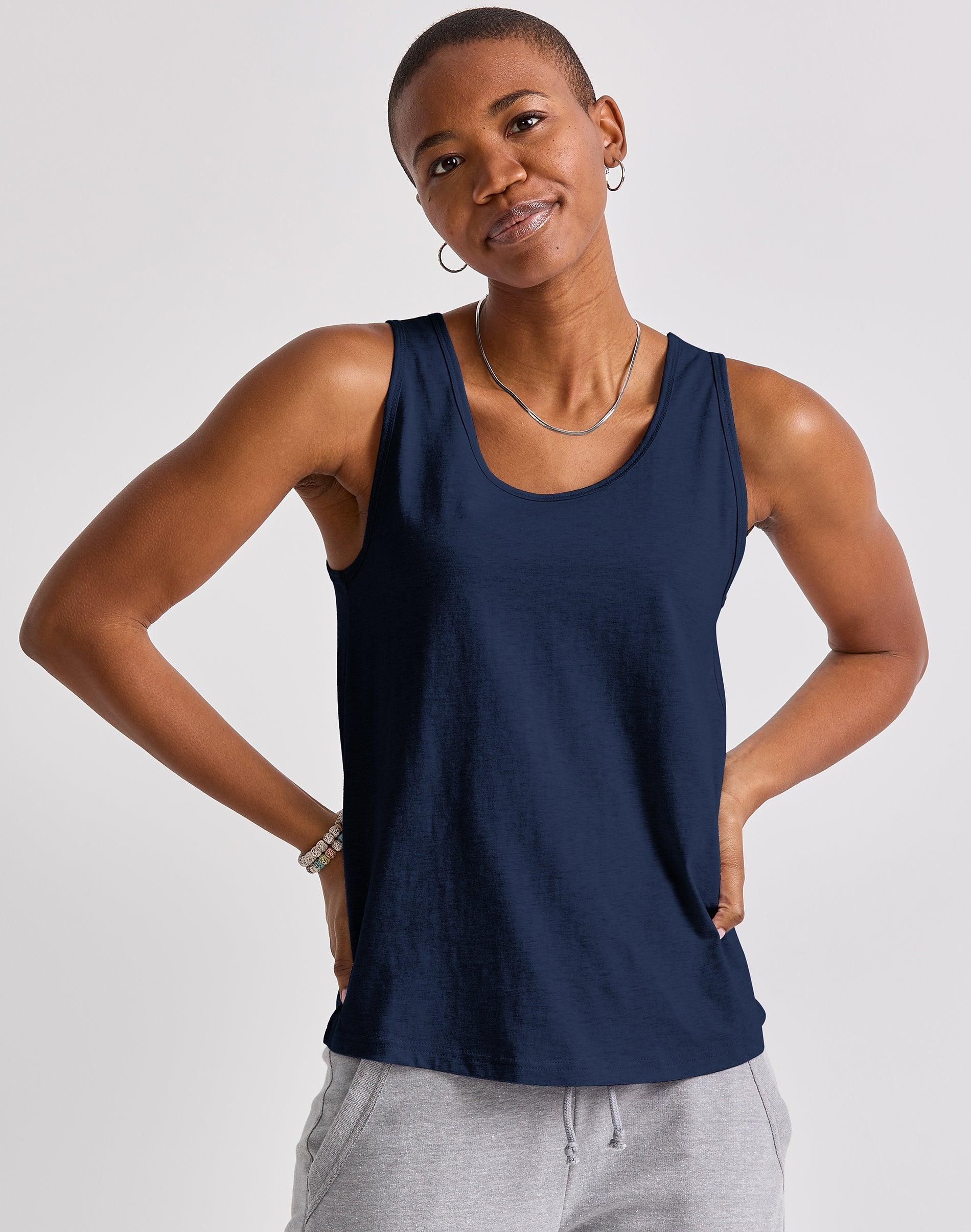 hanes originals women's tri-blend tank athletic navy