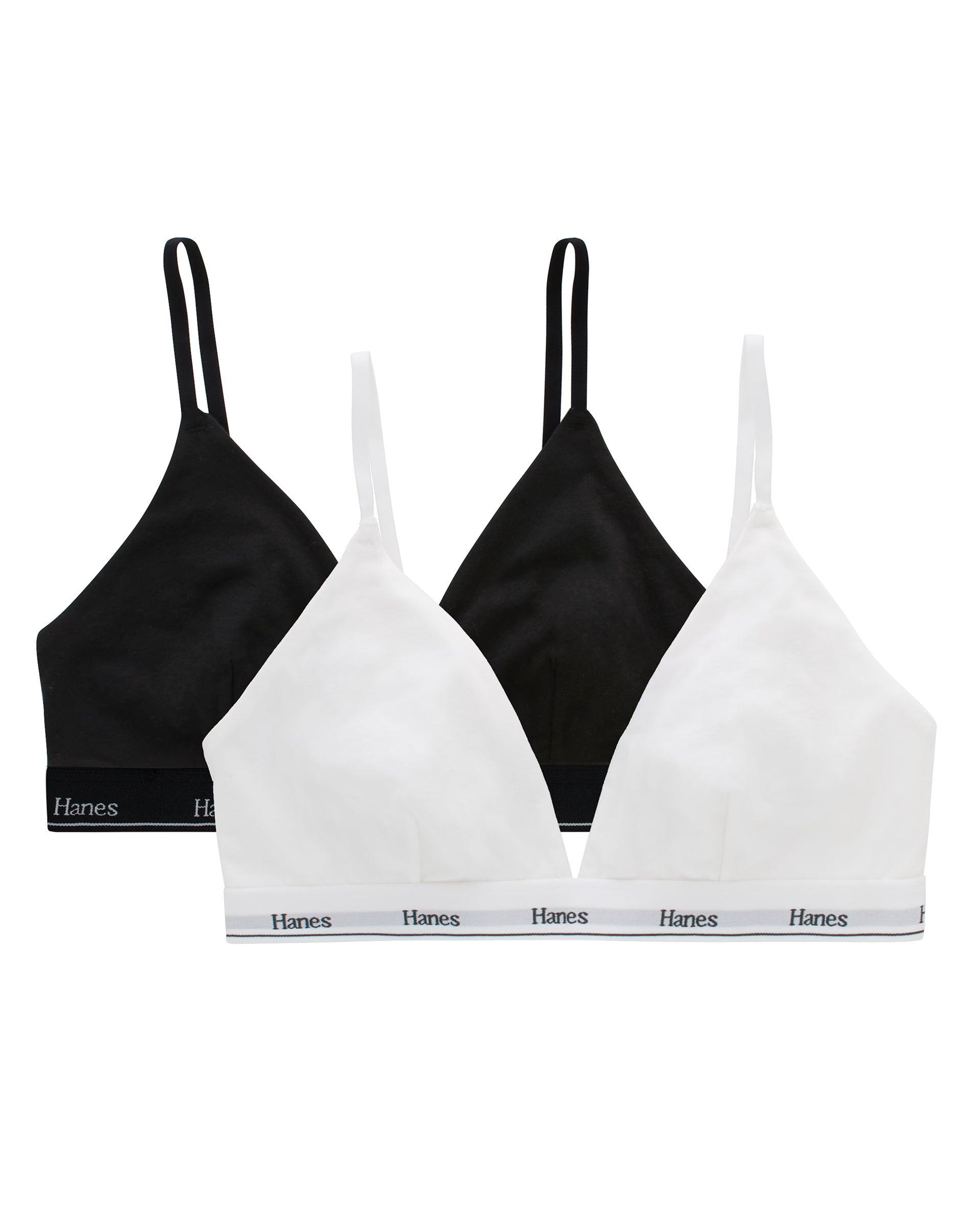 hanes originals women's triangle bralette, breathable stretch cotton, 2-pack