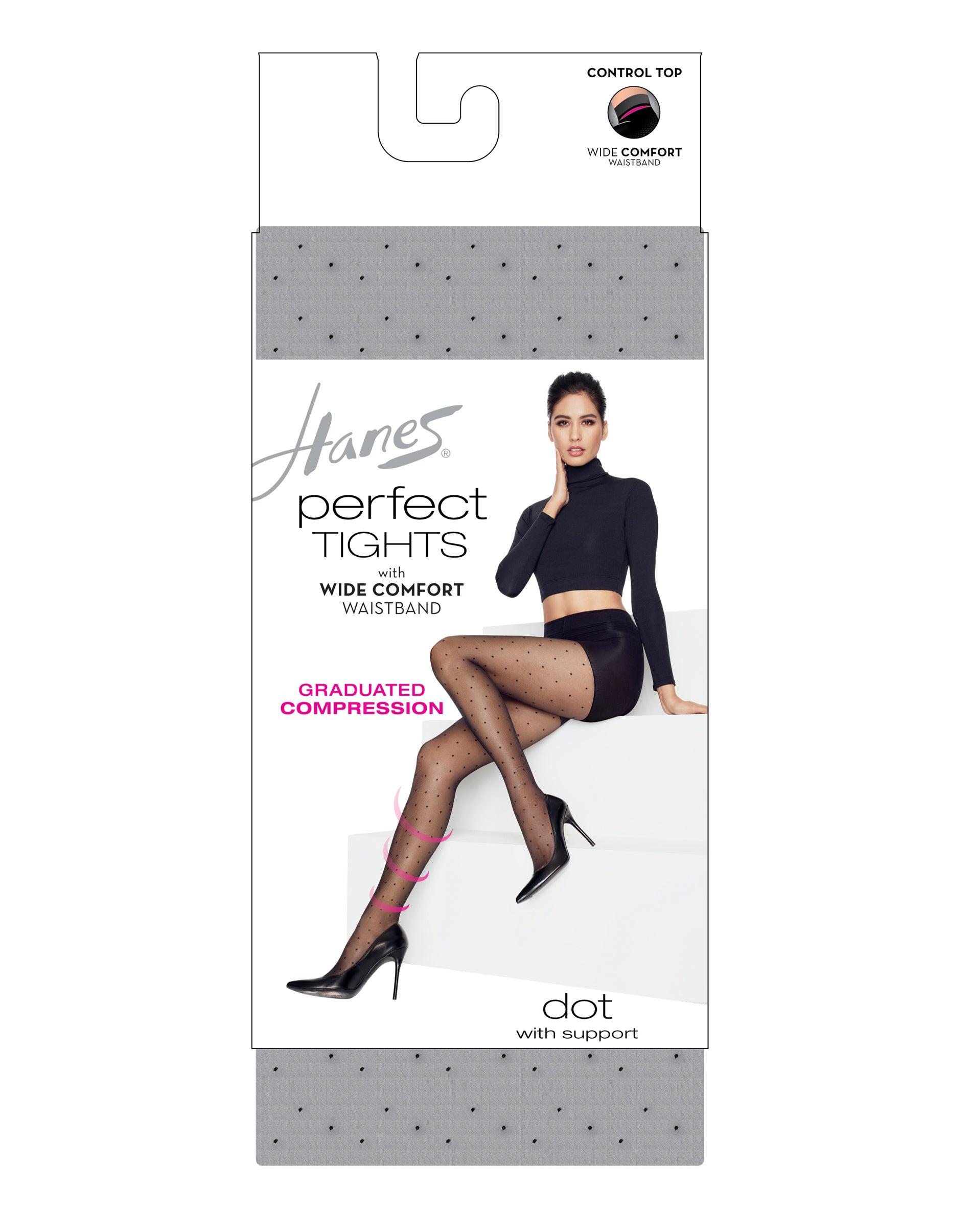 hanes perfect dot women's compression tights, control top
