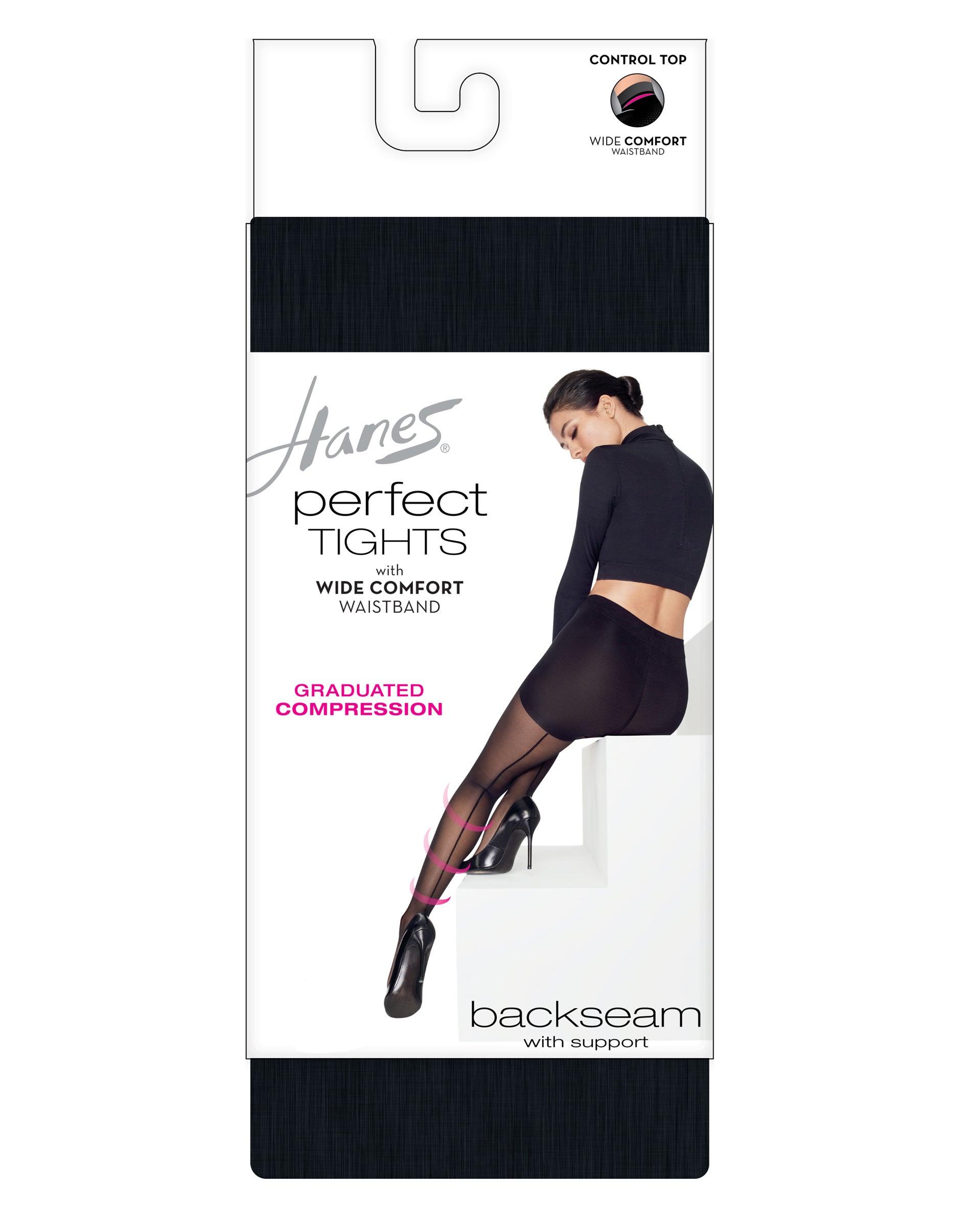 hanes perfect tights with wide comfort waistband, graduated compression black s women's