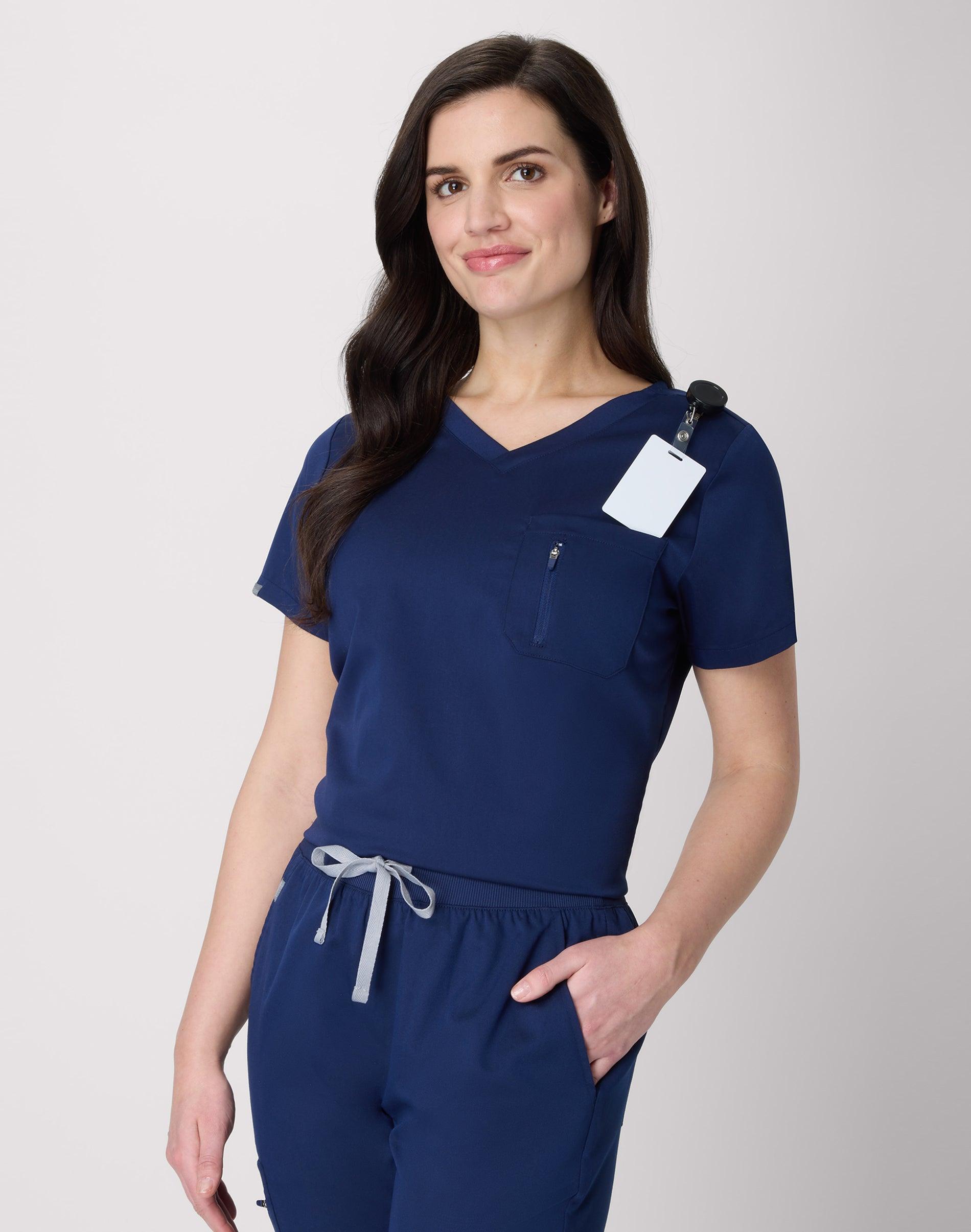 hanes premium scrubs women's 1-pocket scrub top athletic
