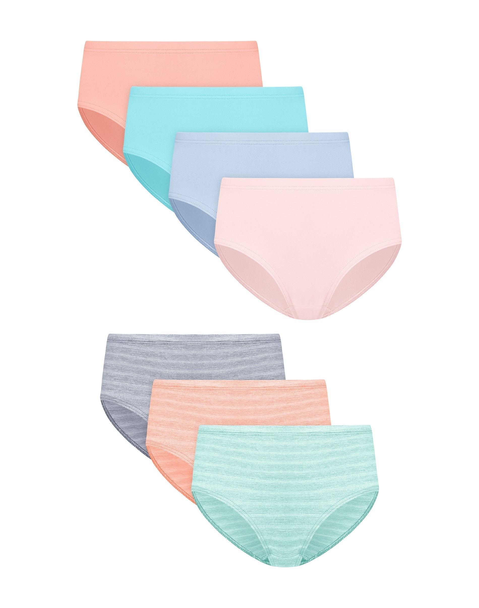 hanes pure comfort girls' underwear microfiber brief, 7-pack