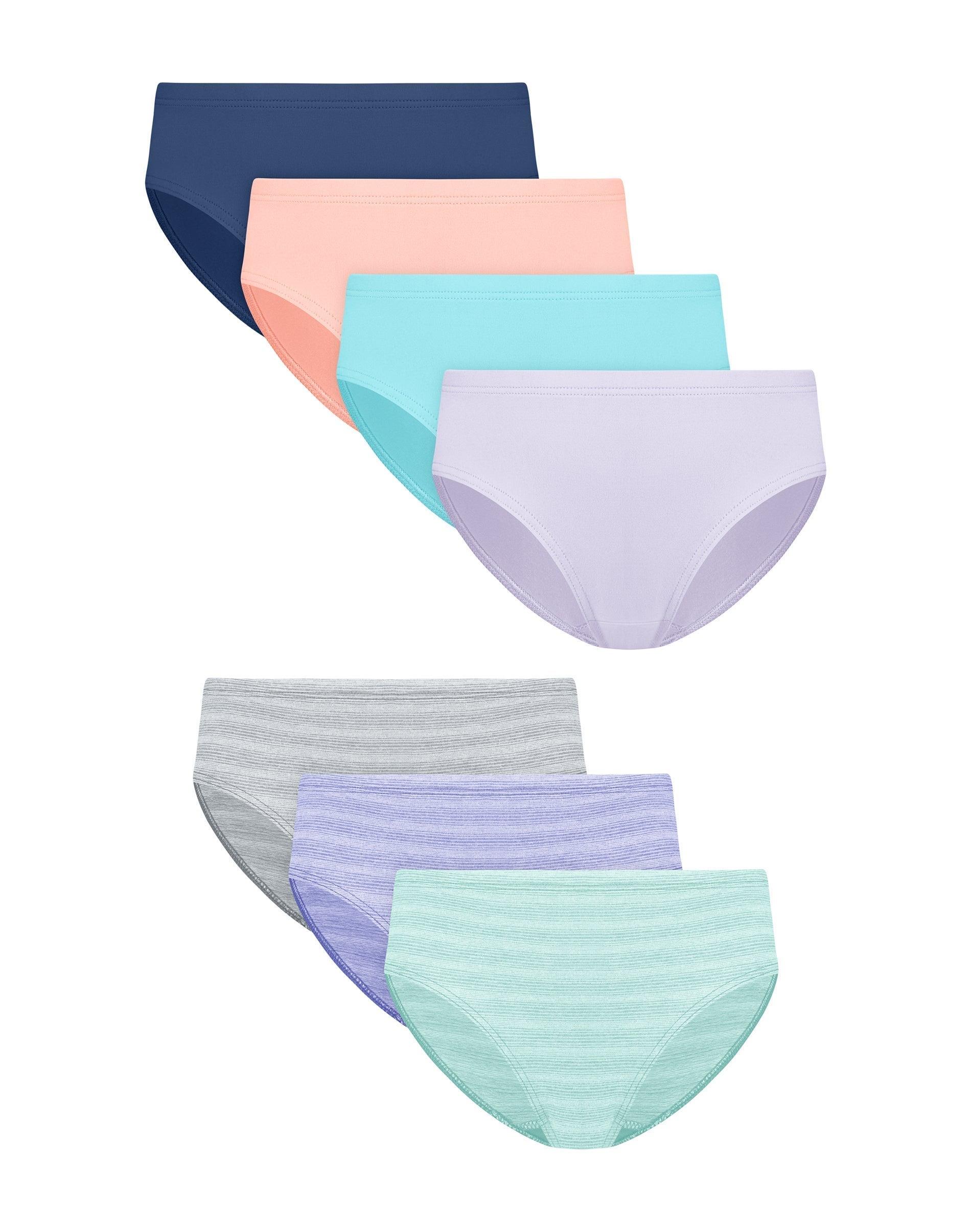 hanes pure comfort girls' underwear microfiber hipster, 7-pack