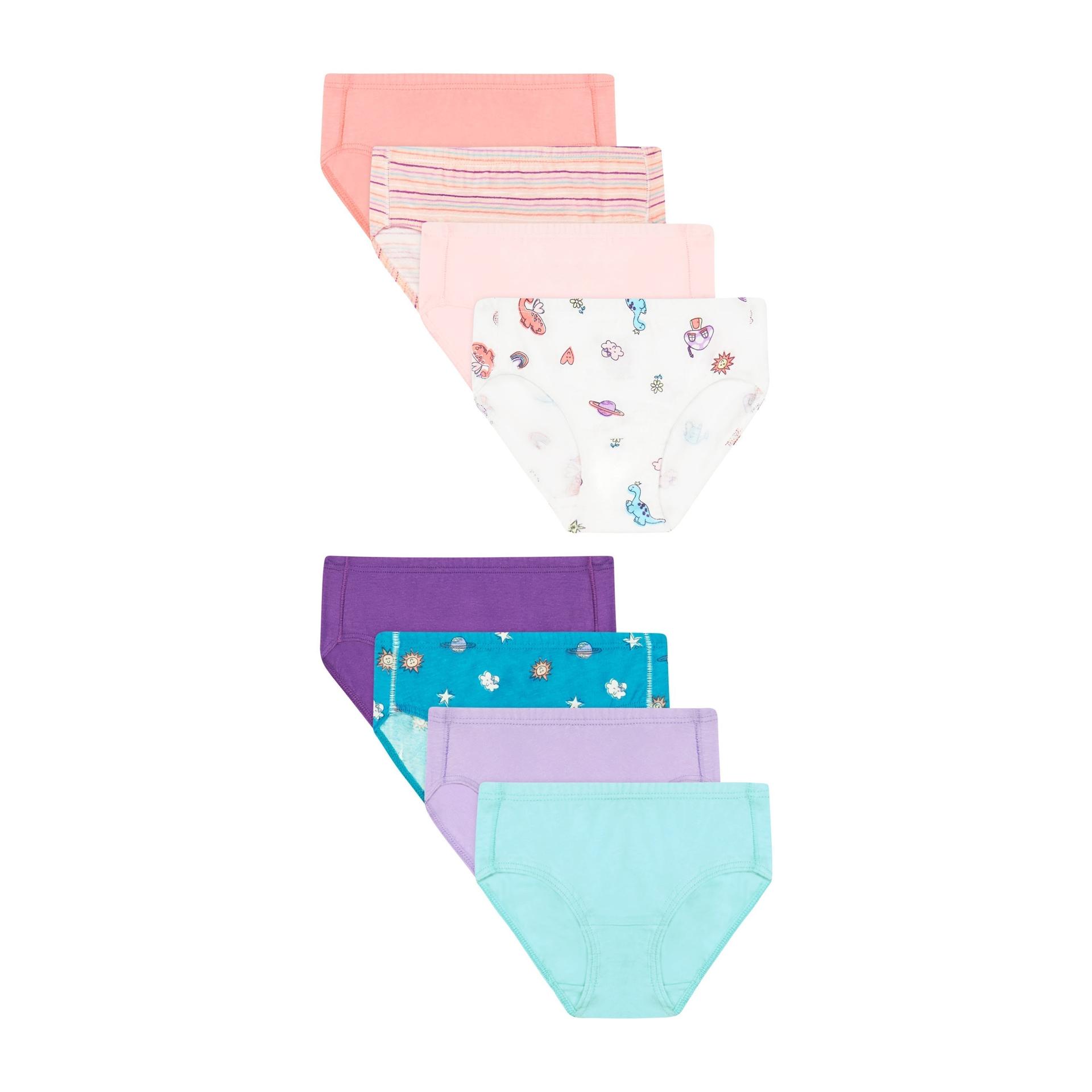 hanes pure comfort toddler girls' underwear briefs, 8-pack. organic cotton, prints