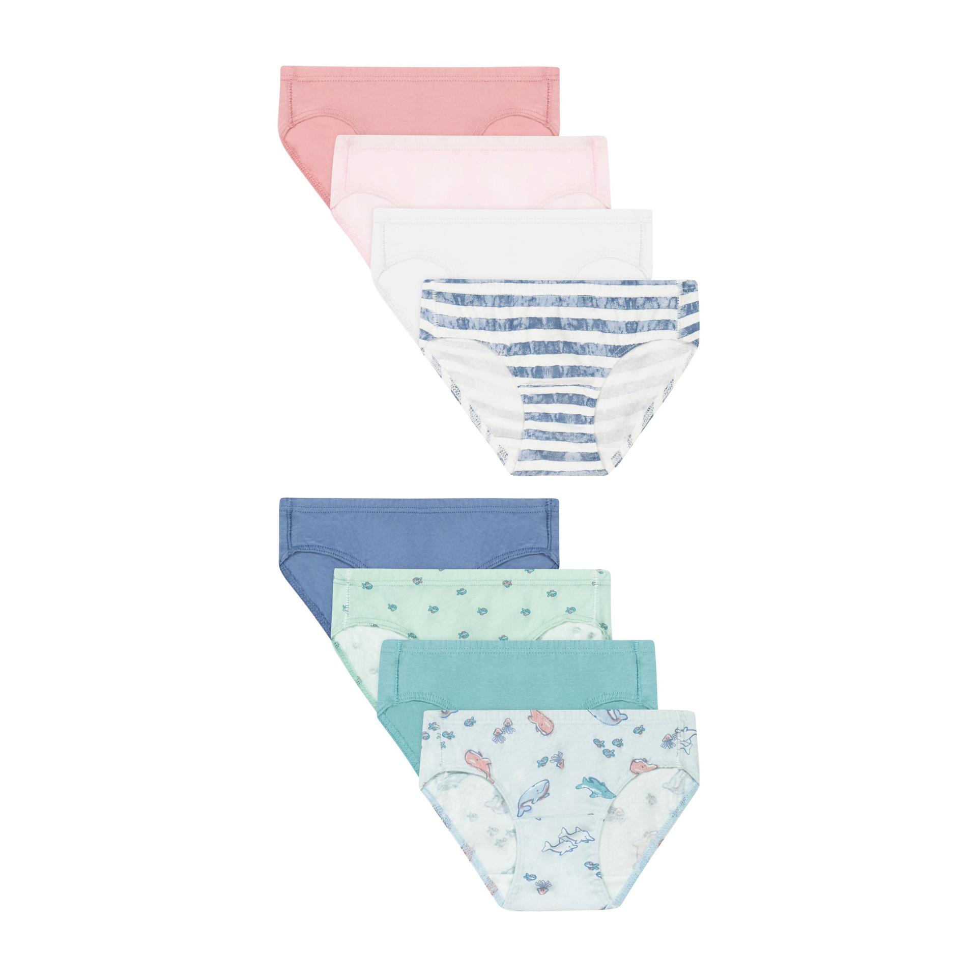 hanes pure comfort toddler girls' underwear hipsters, 8-pack, organic cotton,