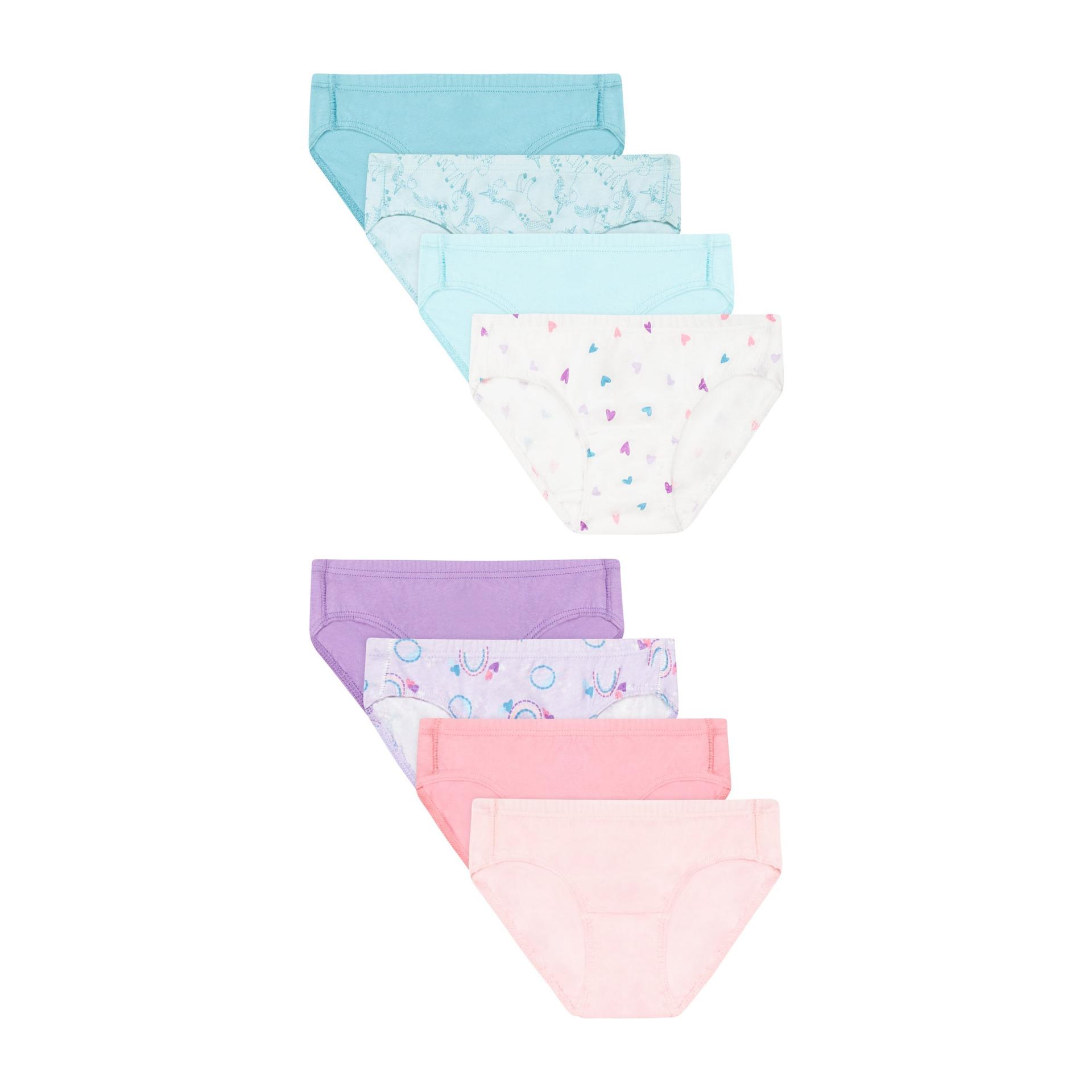 hanes pure comfort toddler girls' underwear hipsters, 8-pack, organic cotton