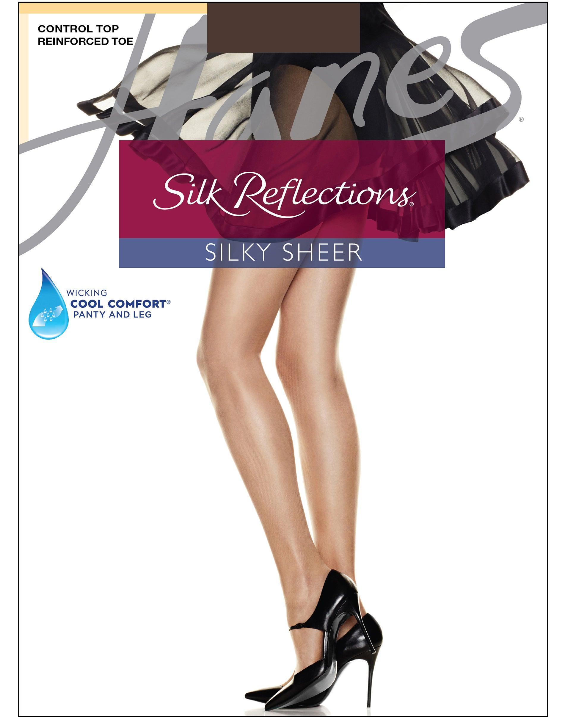 hanes silk reflections control top pantyhose with reinforced toe cocoa