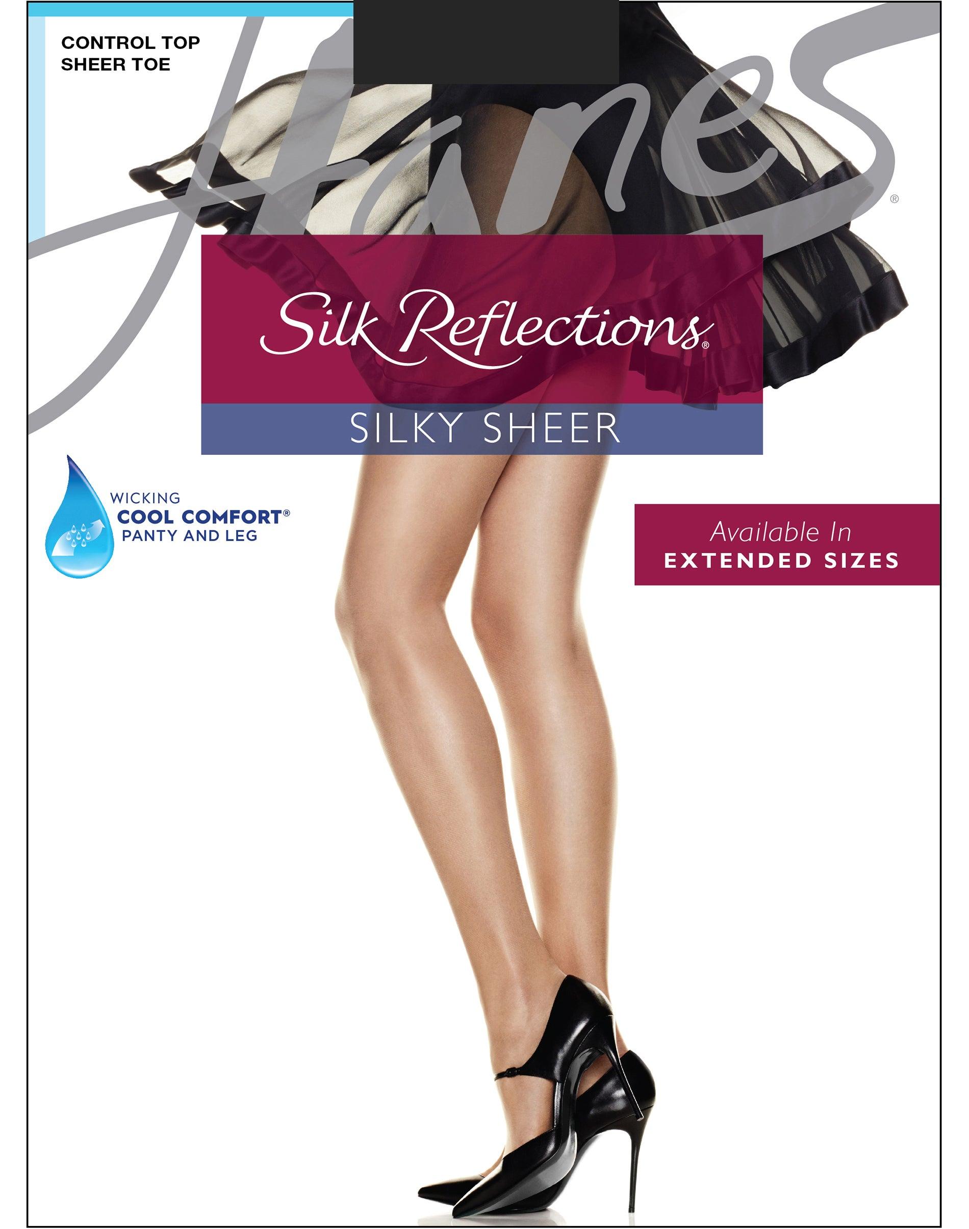 hanes silk reflections control top pantyhose with sheer toe jet