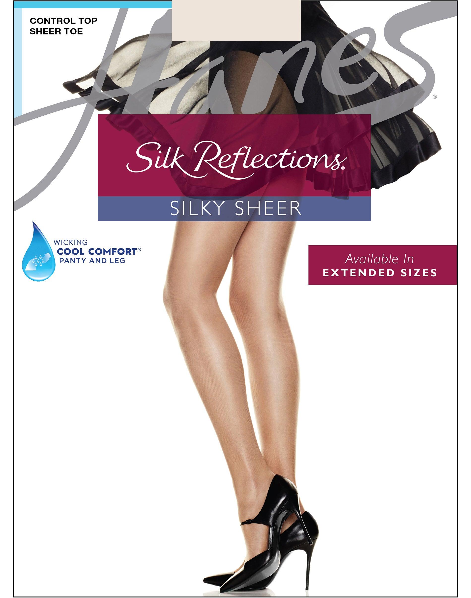 hanes silk reflections control top pantyhose with sheer toe pearl