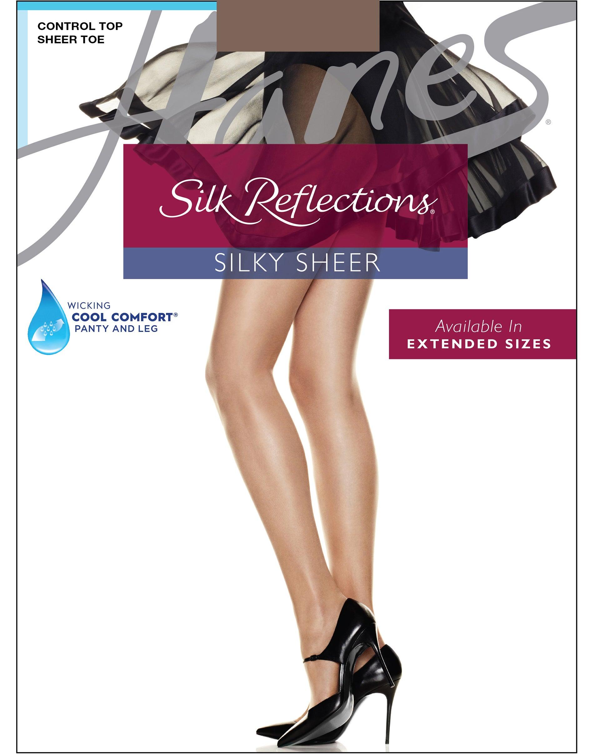 hanes silk reflections control top pantyhose with sheer toe town taupe