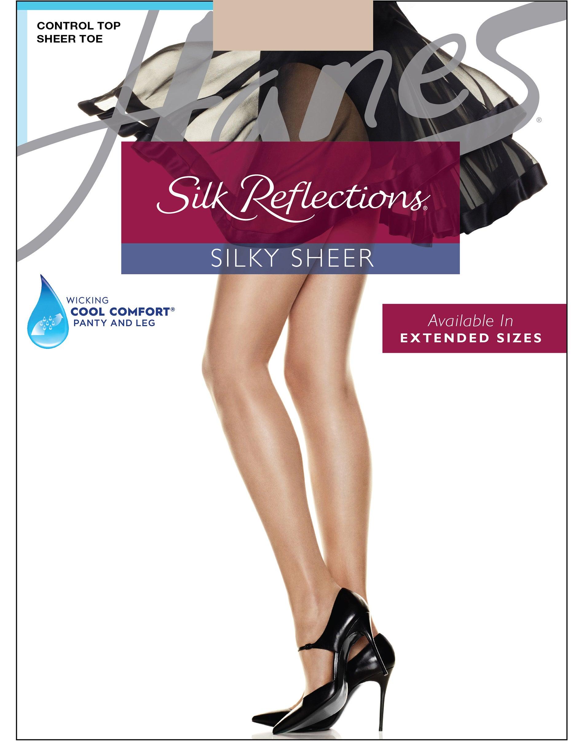 hanes silk reflections control top pantyhose with sheer toe travel buff