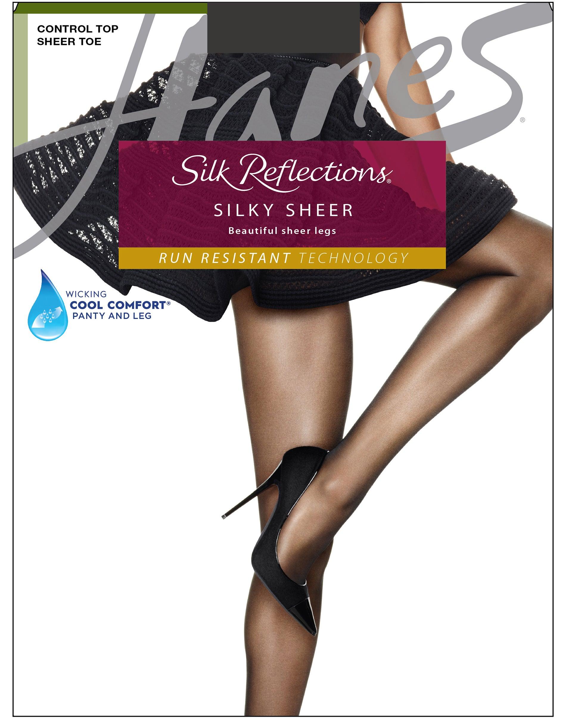 hanes silk reflections lasting sheer pantyhose with control top barely black