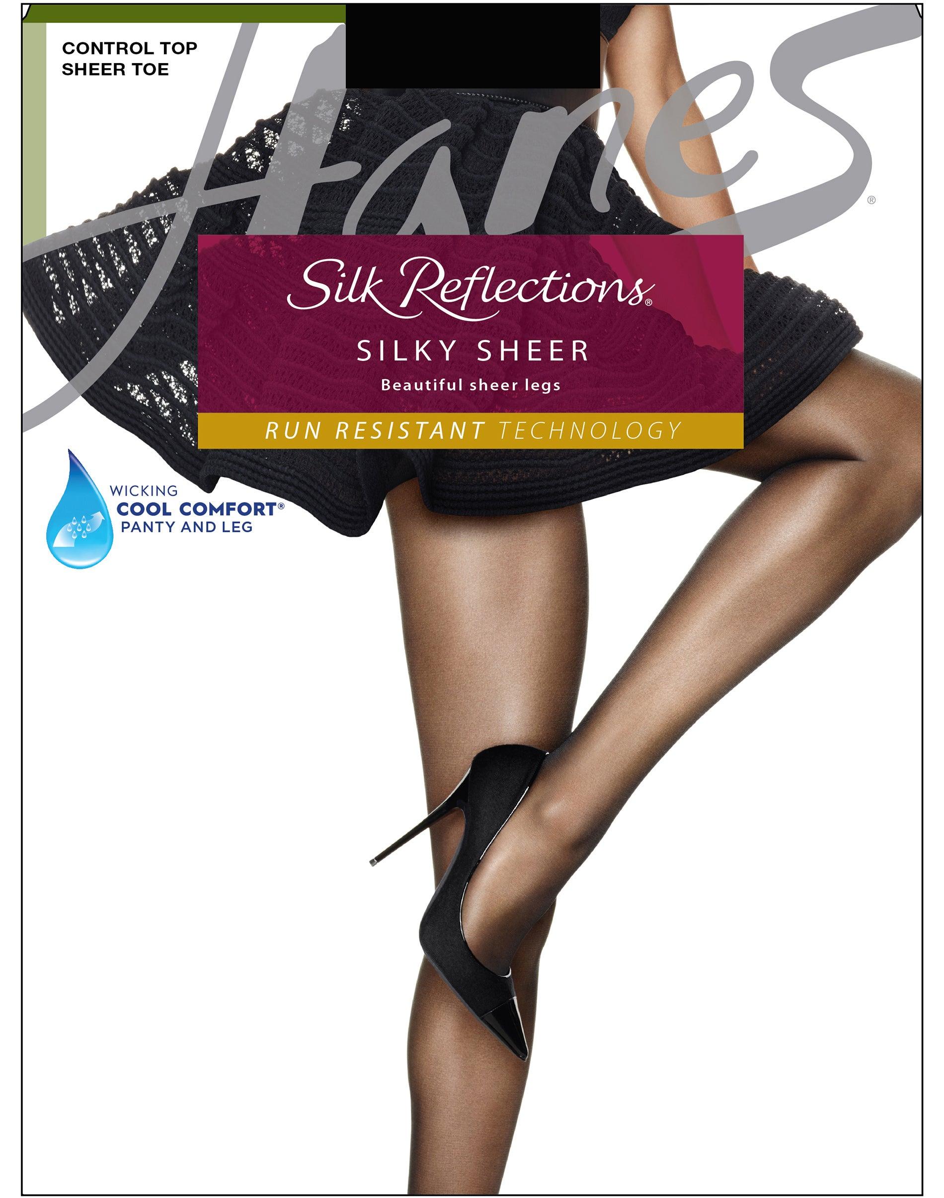 hanes silk reflections lasting sheer pantyhose with control top jet