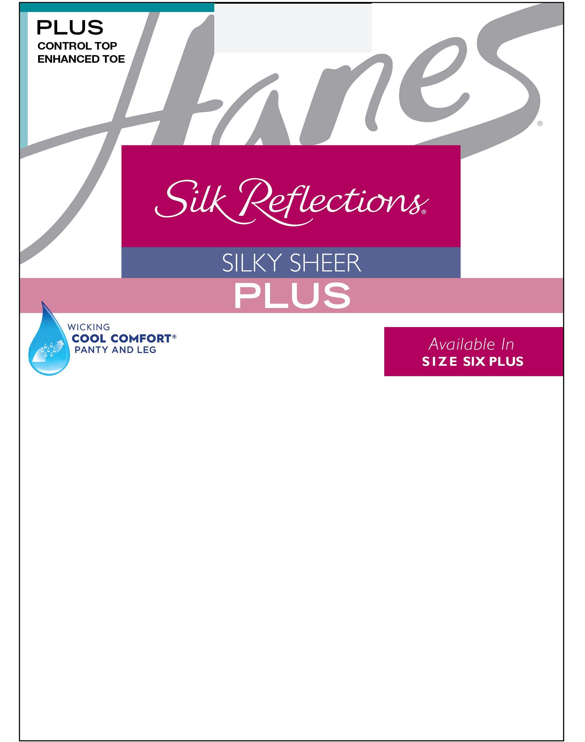 hanes silk reflections sheer control top pantyhose, enhanced toe (plus size) white