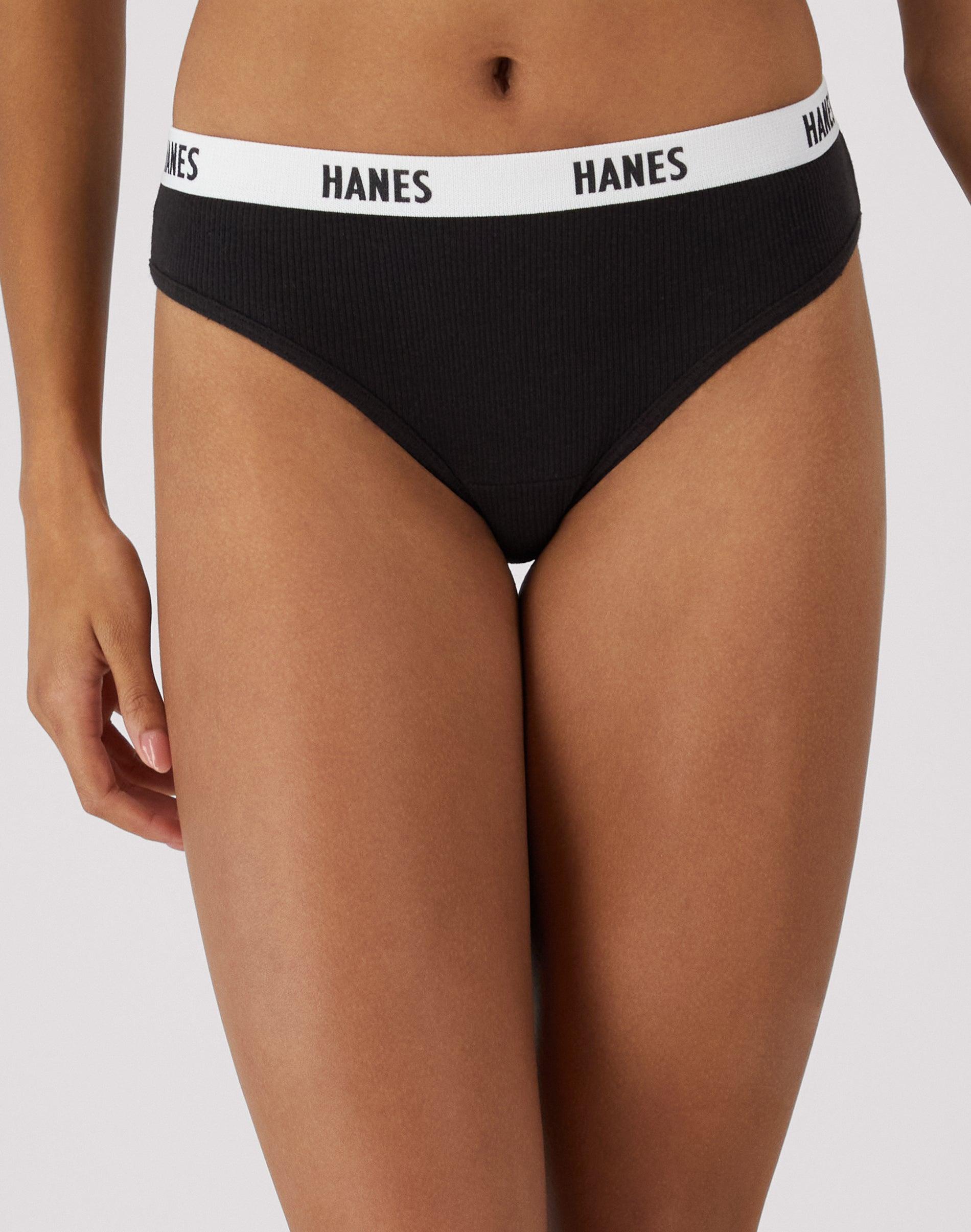 hanes soft & breathable women's ribbed cotton bikini underwear, 3-pack