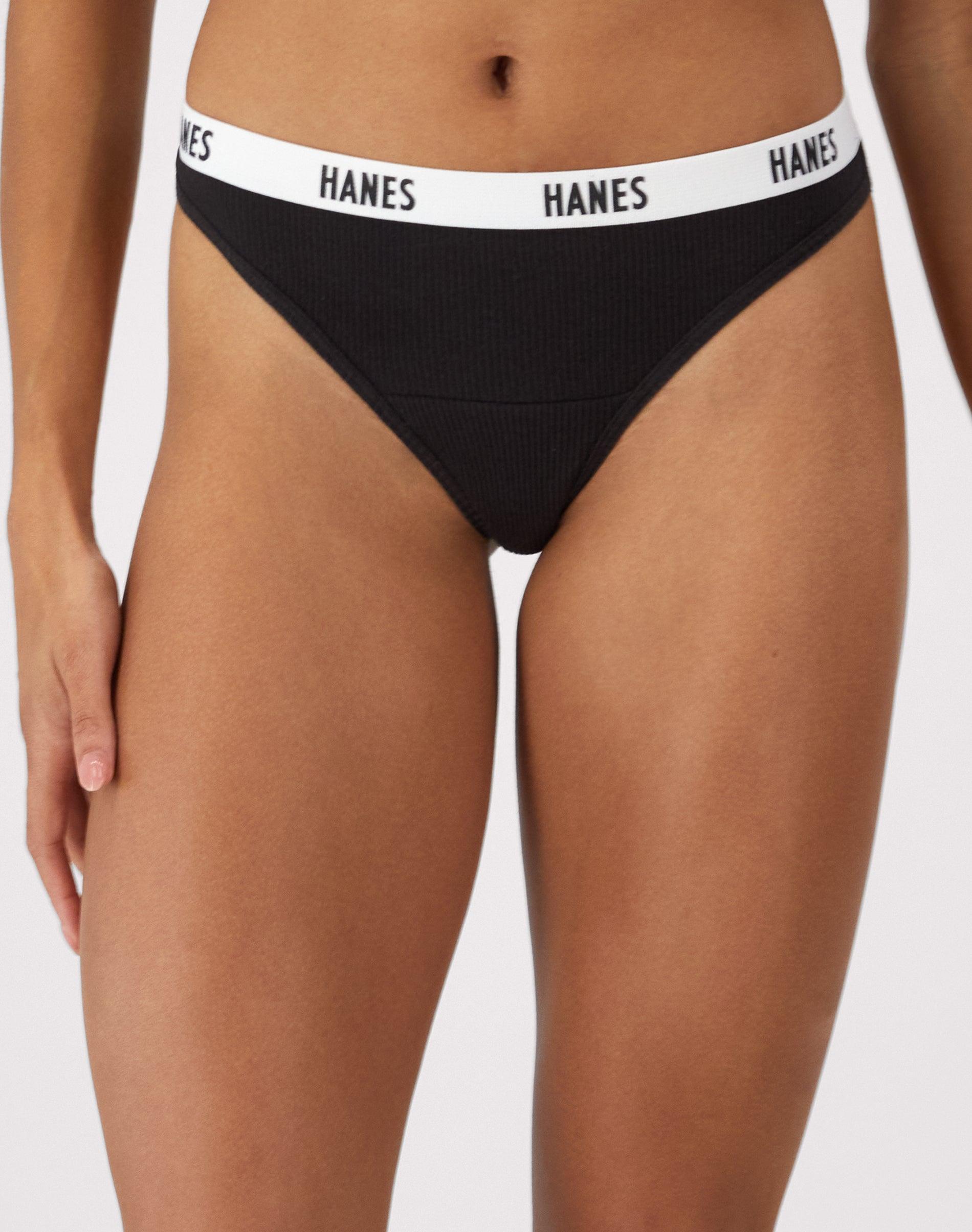 hanes soft & breathable women's ribbed cotton thong underwear, 3-pack