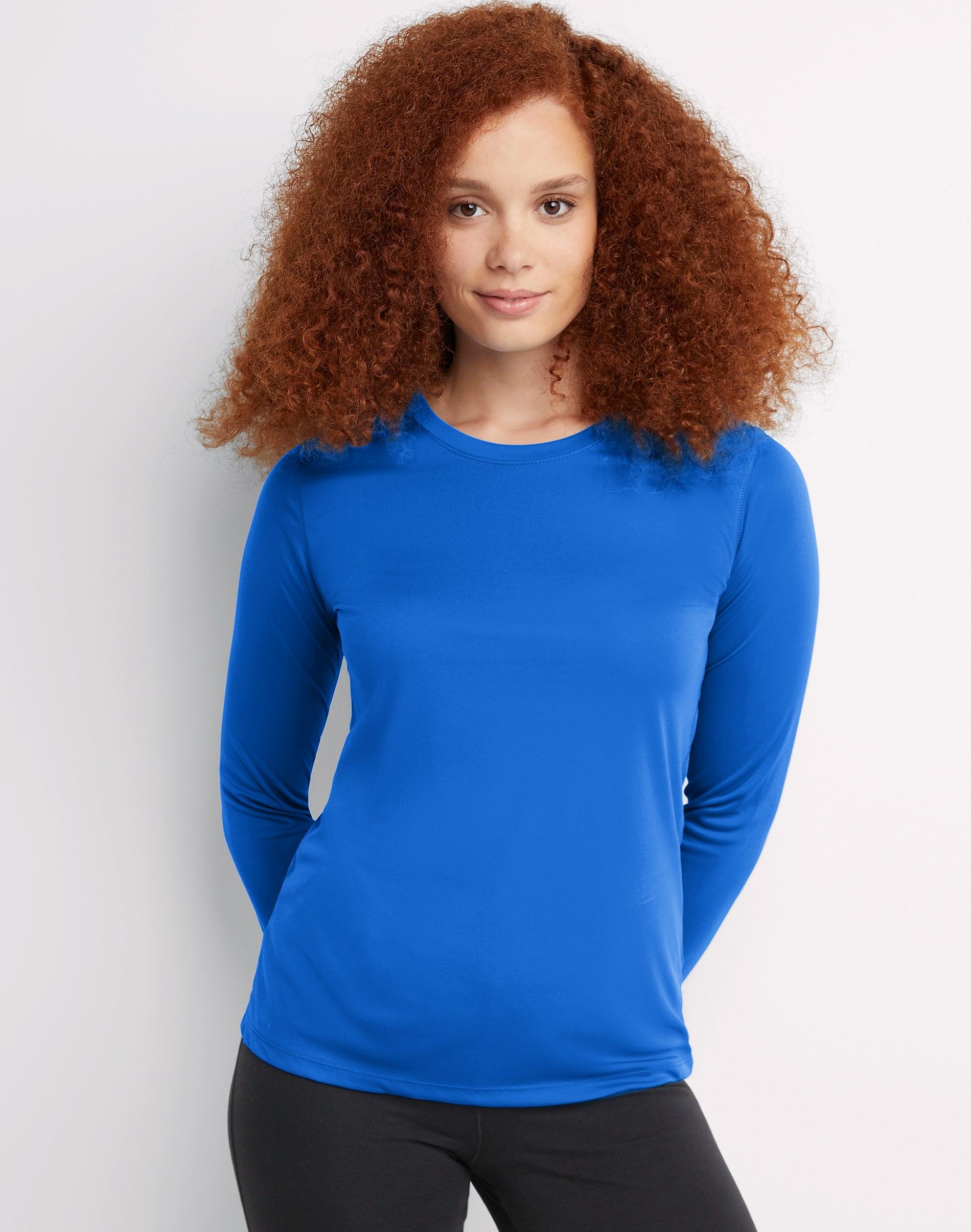hanes sport cool dri women's performance long sleeve t-shirt awesome