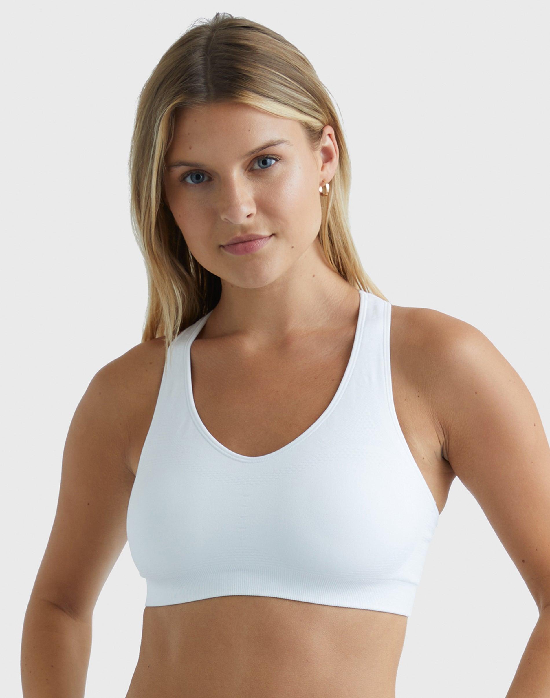 hanes sport women's seamless racerback sports bra white s