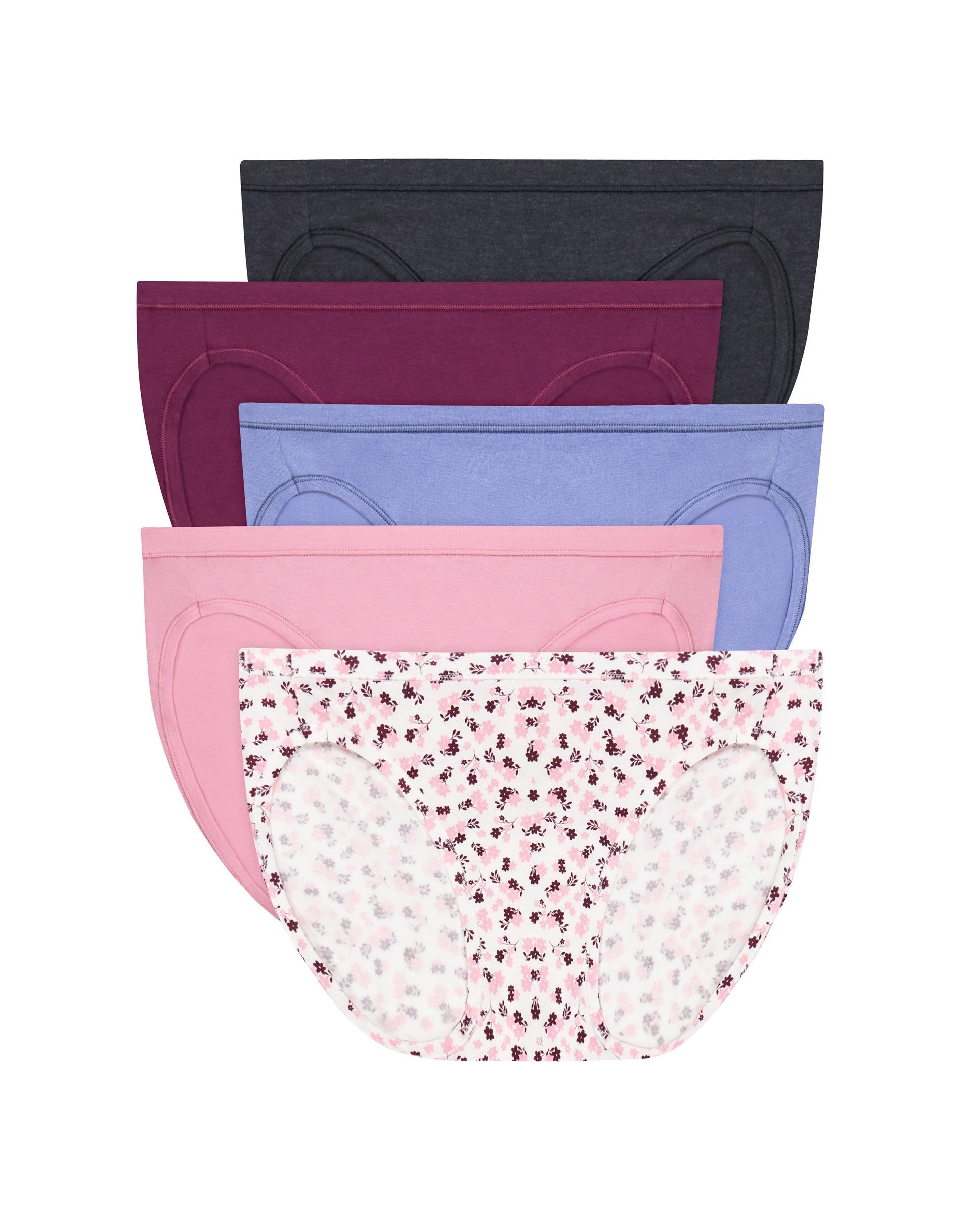 hanes ultimate comfortsoft women's bikini underwear, 5-pack rd pr/pk crl/mn gry/cry dy/dbr 4