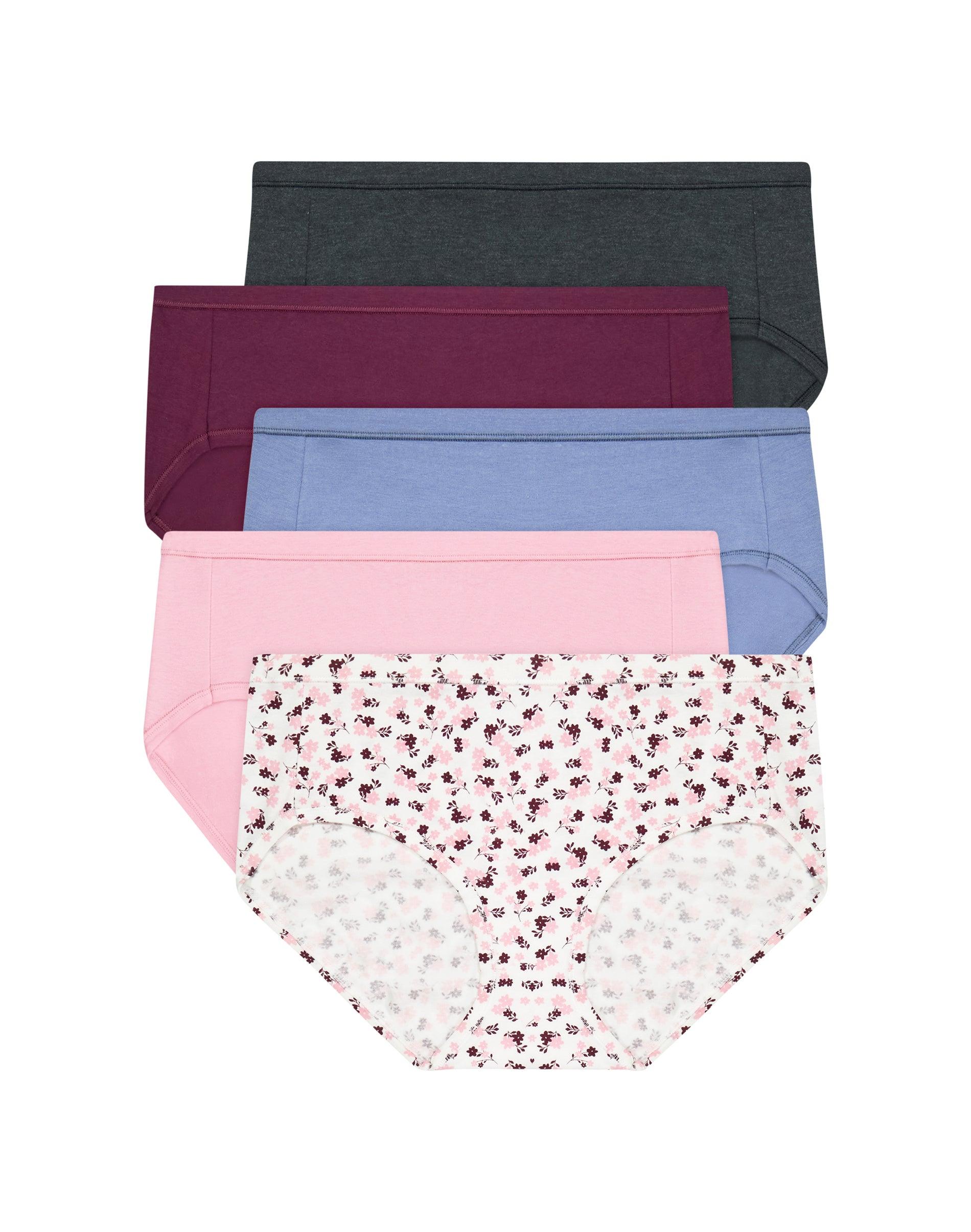 hanes ultimate comfortsoft women's hipster underwear, 5-pack rd pr/pk crl/mn gry/cry dy/dbr 4