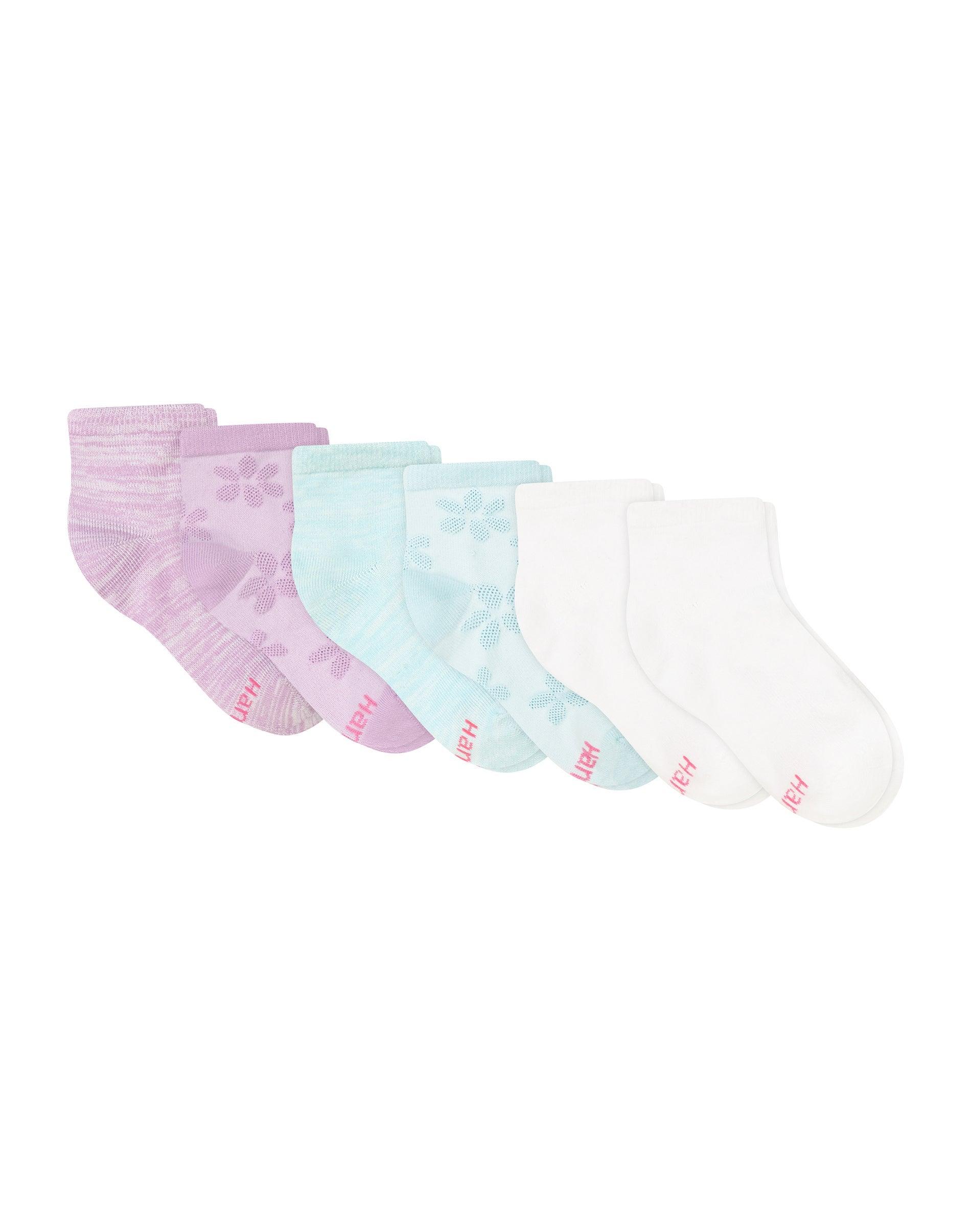 hanes ultimate girls' ankle socks pack, 6-pack, school & sport, soft & stretchy, ez sort