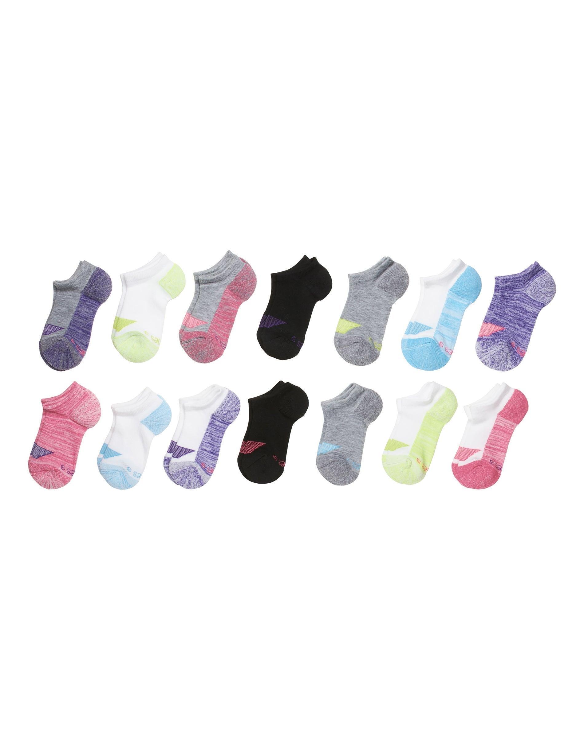 hanes ultimate girls' no show socks, moisture wicking, 14-pairs assorted s