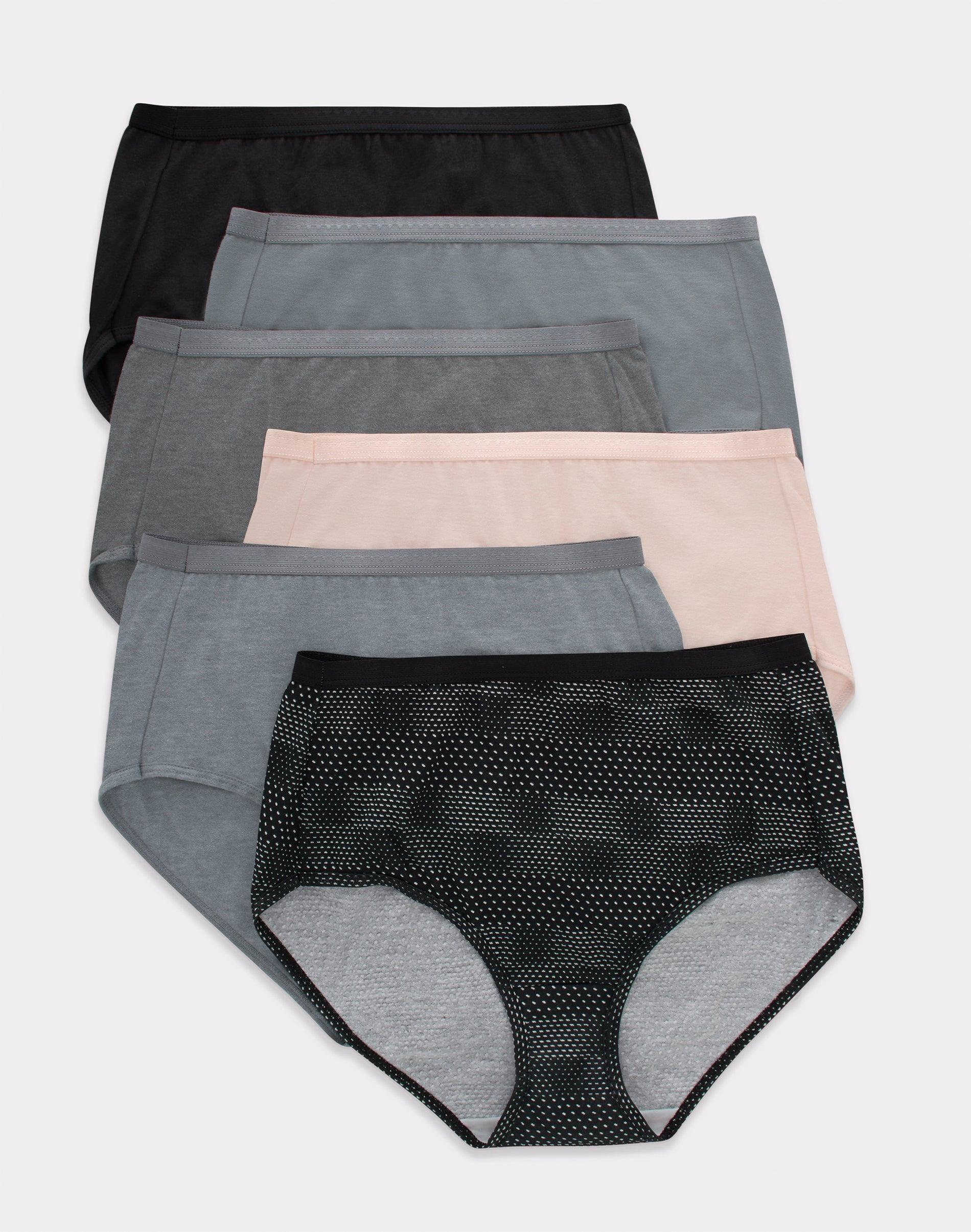 hanes ultimate women's breathable brief underwear, 6-pack black/concrete/light buff/moonlit sky grey/static