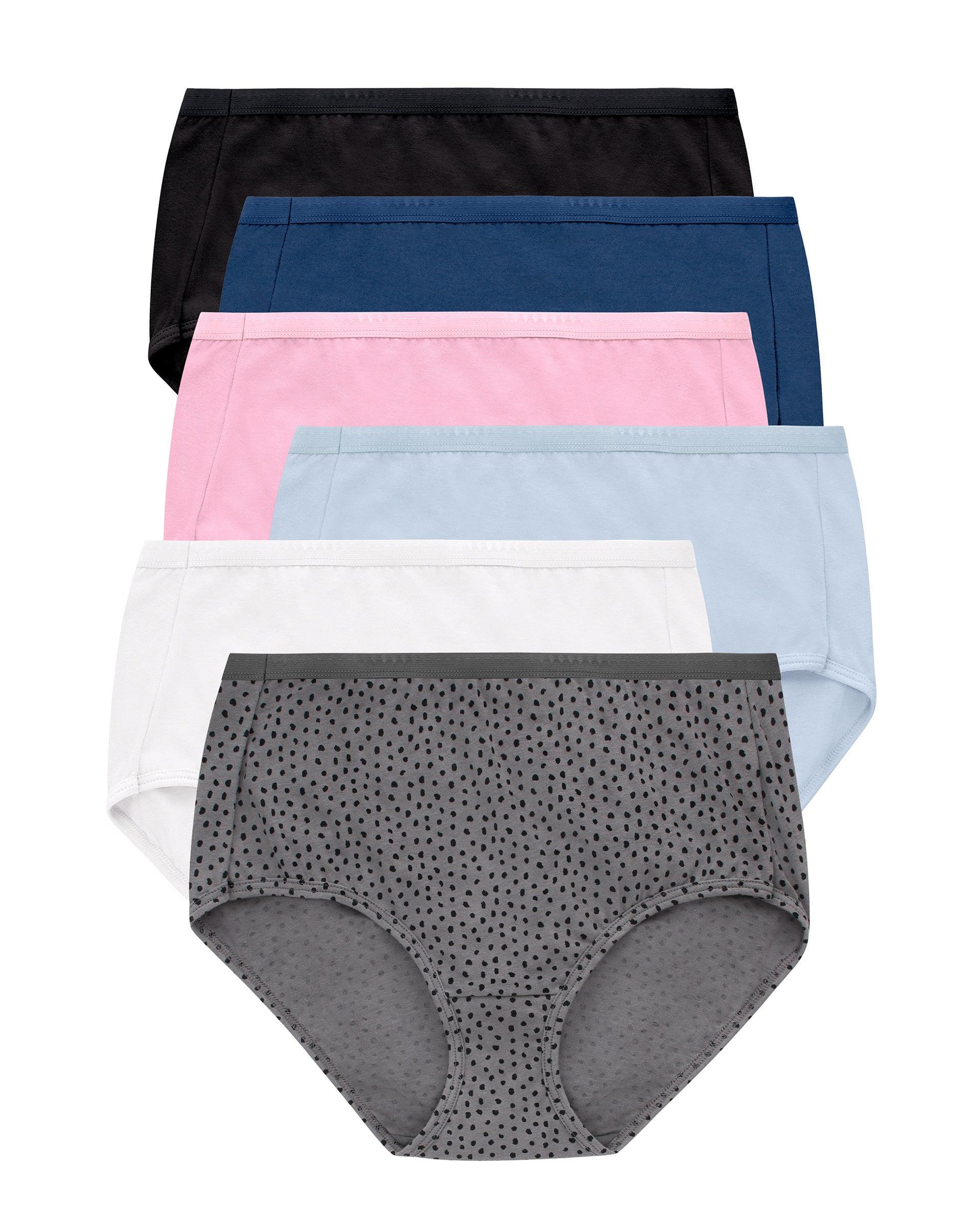 hanes ultimate women's breathable brief underwear, 6-pack white/navy h/pink/black/lilac h/blackblot 5
