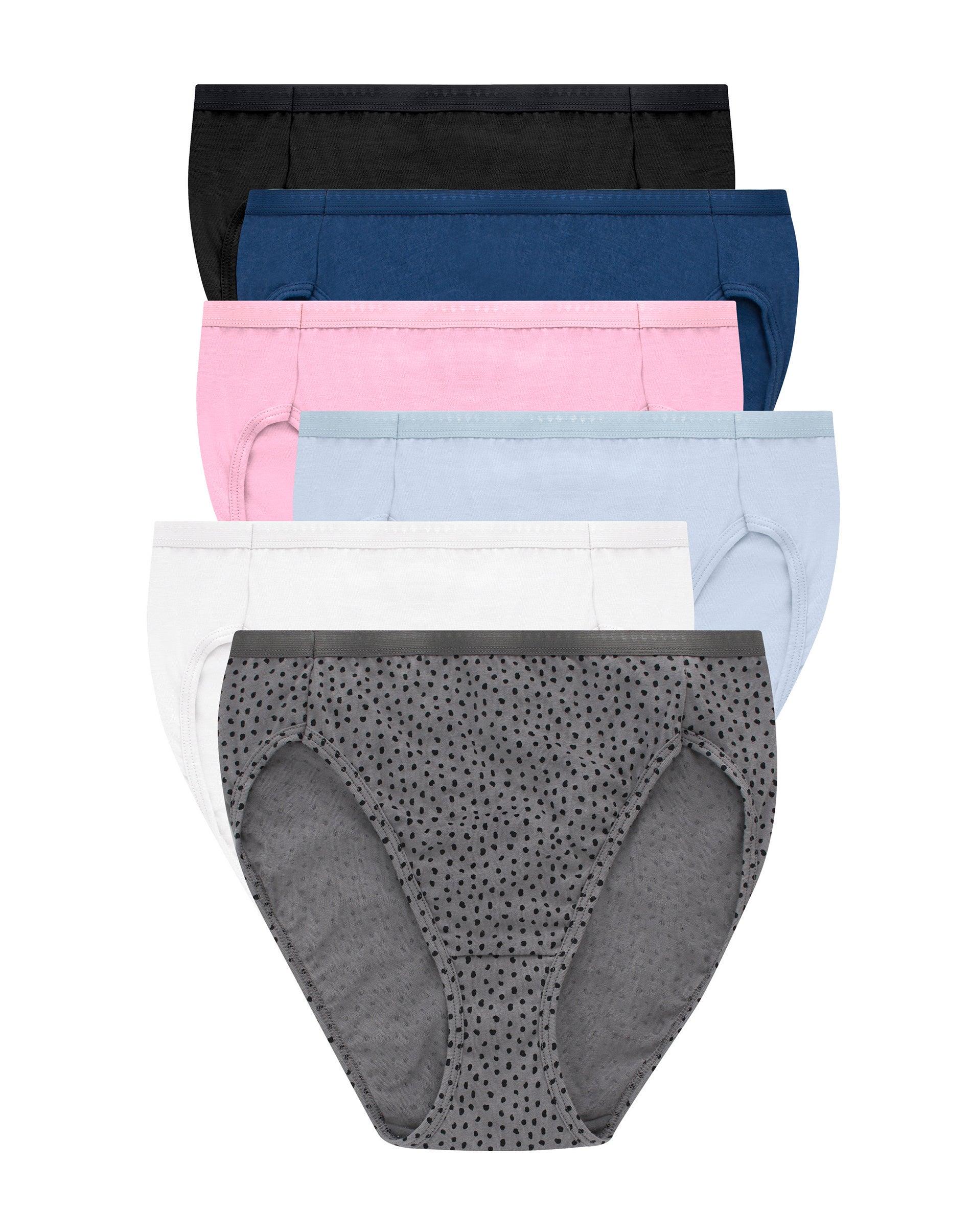 hanes ultimate women's breathable hi-cut underwear, 6-pack white/navy h/pink/black/lilac