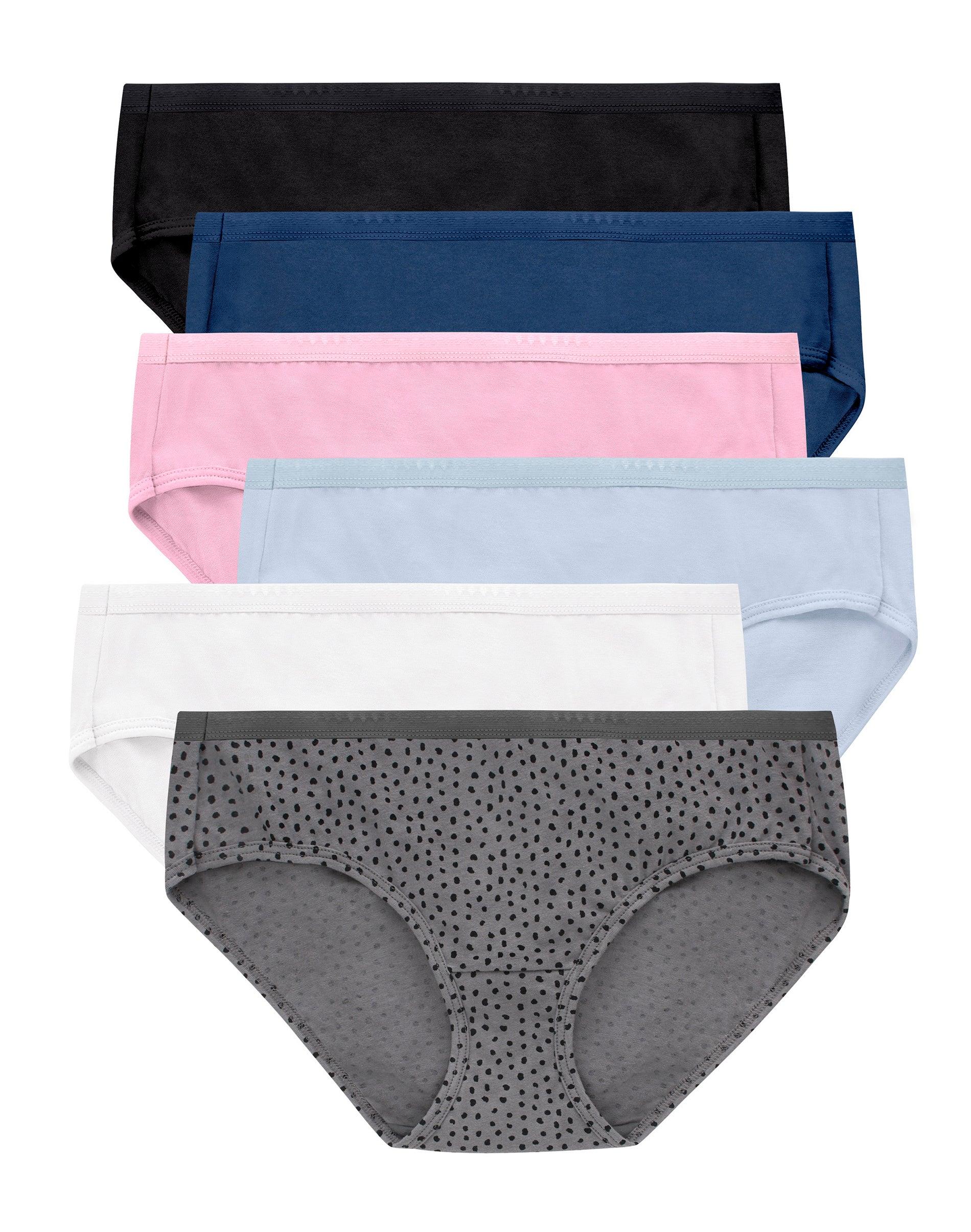 hanes ultimate women's breathable hipster underwear, 6-pack white/navy h/pink/black/lilac h/blackblot 5