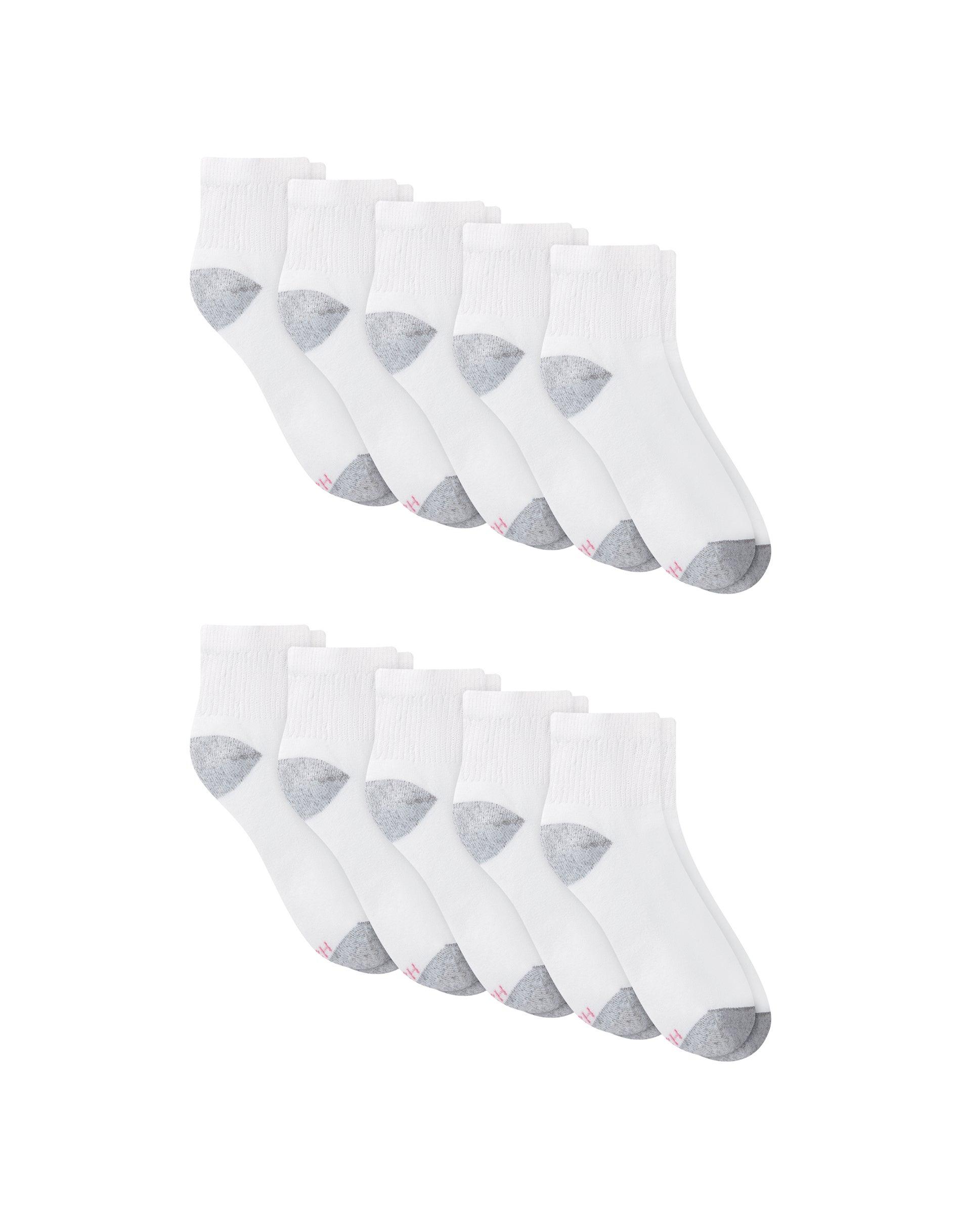 hanes women's athletic ankle socks, full sole cushion, 10-pairs