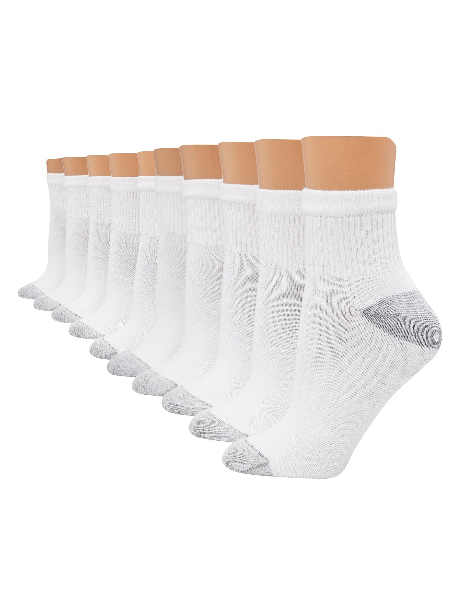 hanes women's athletic ankle socks, full sole cushion, 10-pairs